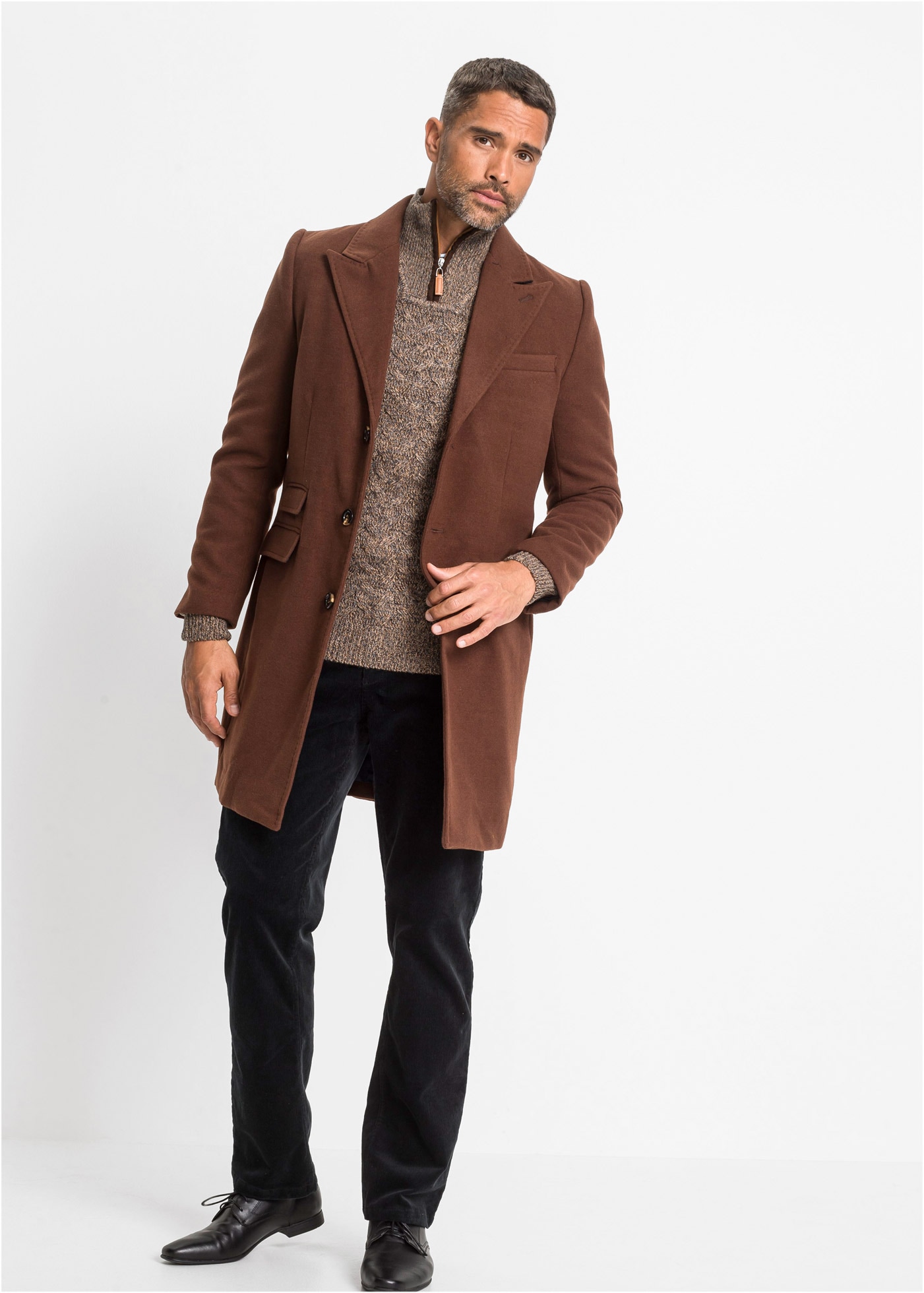 bonprix Pull en tricot »Troyer-Pullover mit Wolle«, Troyer-Pullover mit Wolle
