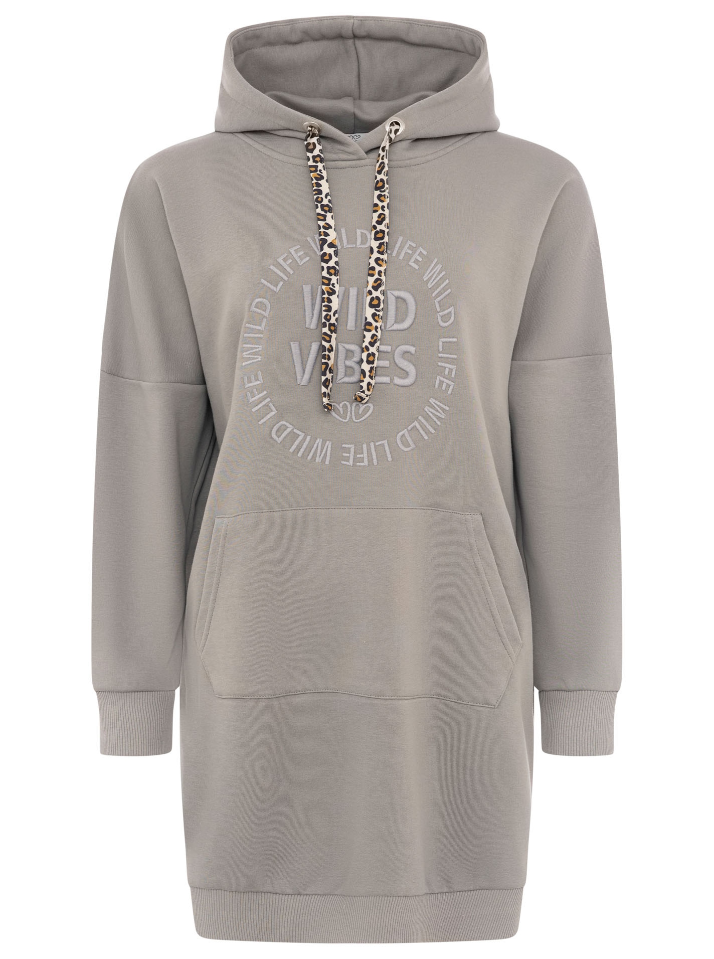 Zwillingsherz Robe en sweat »"Wild Vibes"« Poche kangourou praktische Fronttaschen, Leo-Kordel, tonale Stickerei