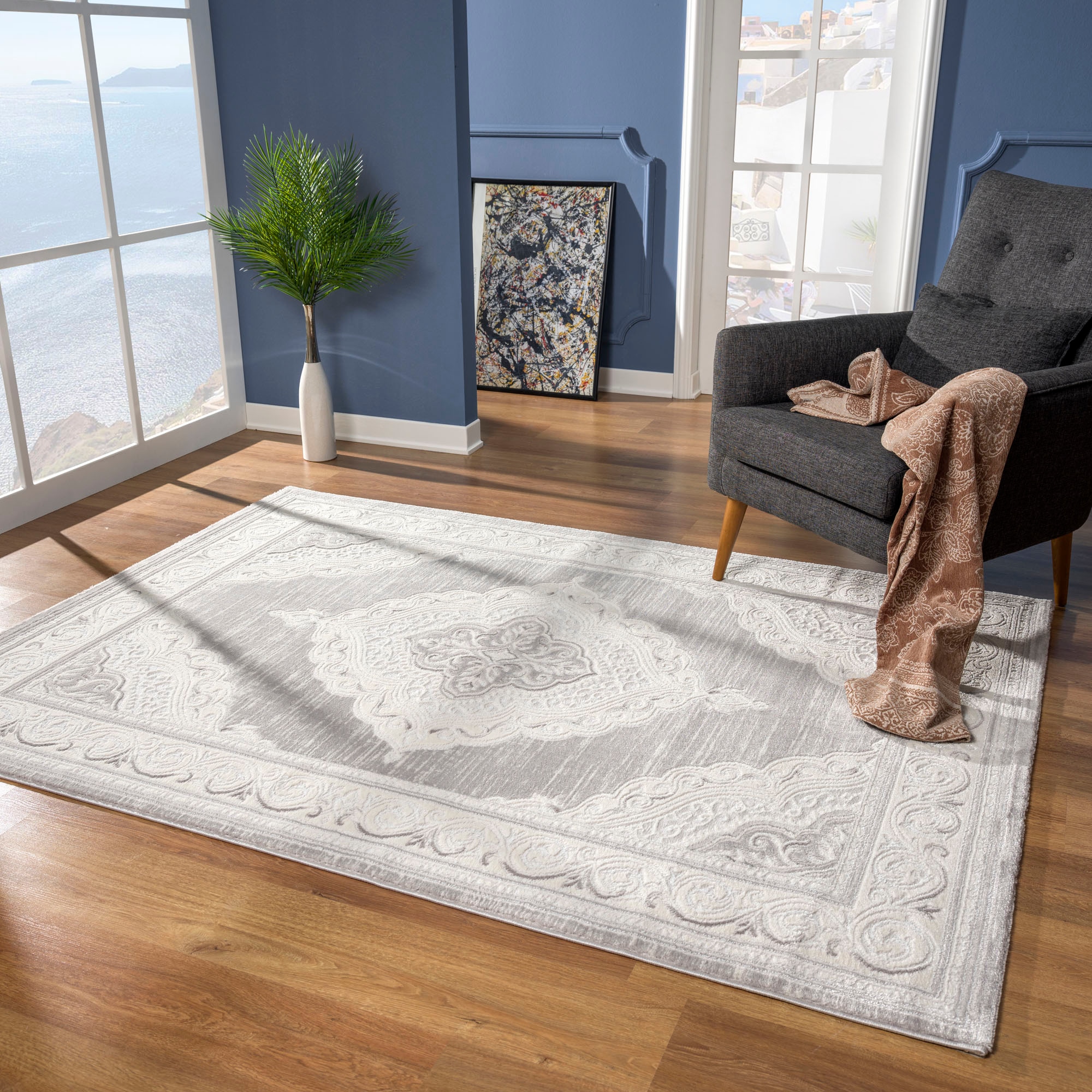 Sanat Teppich »Harmony 3201 , auch als Läufer« rechteckig 12 mm Höhe Wohnzimmer, Kurzflor, modern, Orient, Schlafzimmer