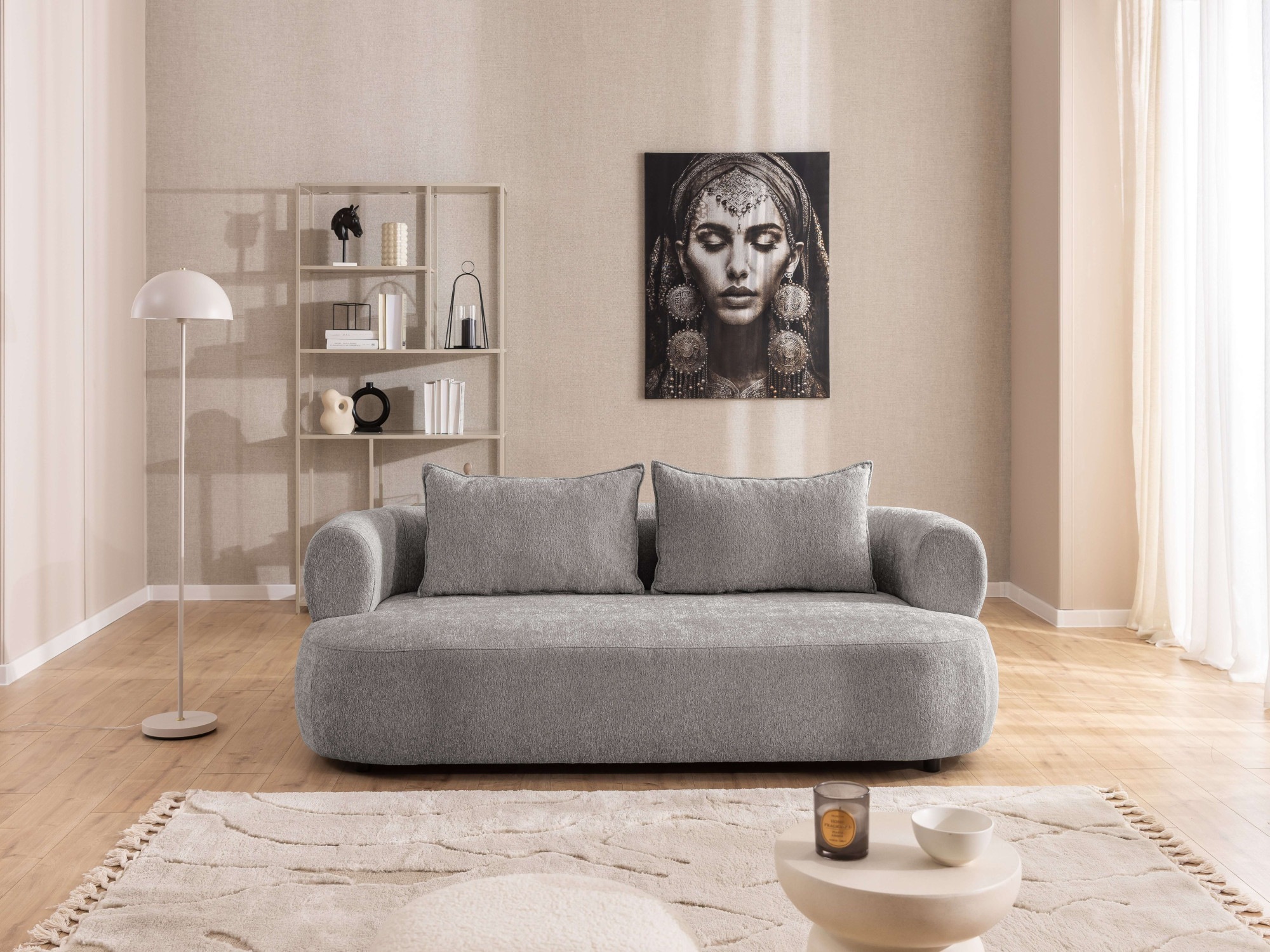 Home affaire 3-Sitzer »LUSSAC 3-Sitzer Design-Sofa mit Zierkissen, Masse B/T/H: 202/123/78 cm« hoher Sitzkomfort und modernes Design, Sofa ohne Bettfunktion