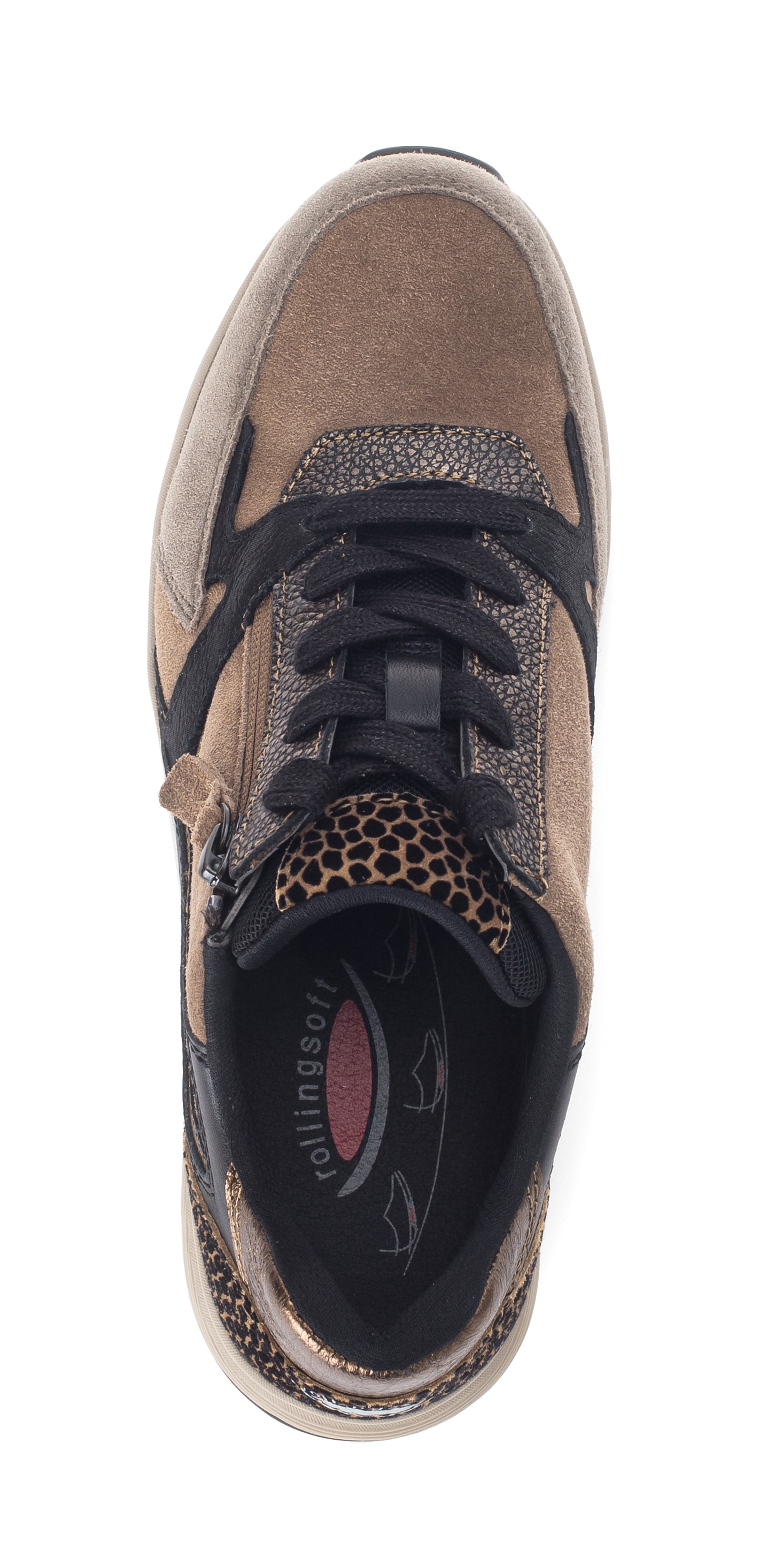rollingsoft Baskets compensées  , chaussures à lacets, chaussures basses, chaussures de loisirs avec fermeture éclair supplémentaire