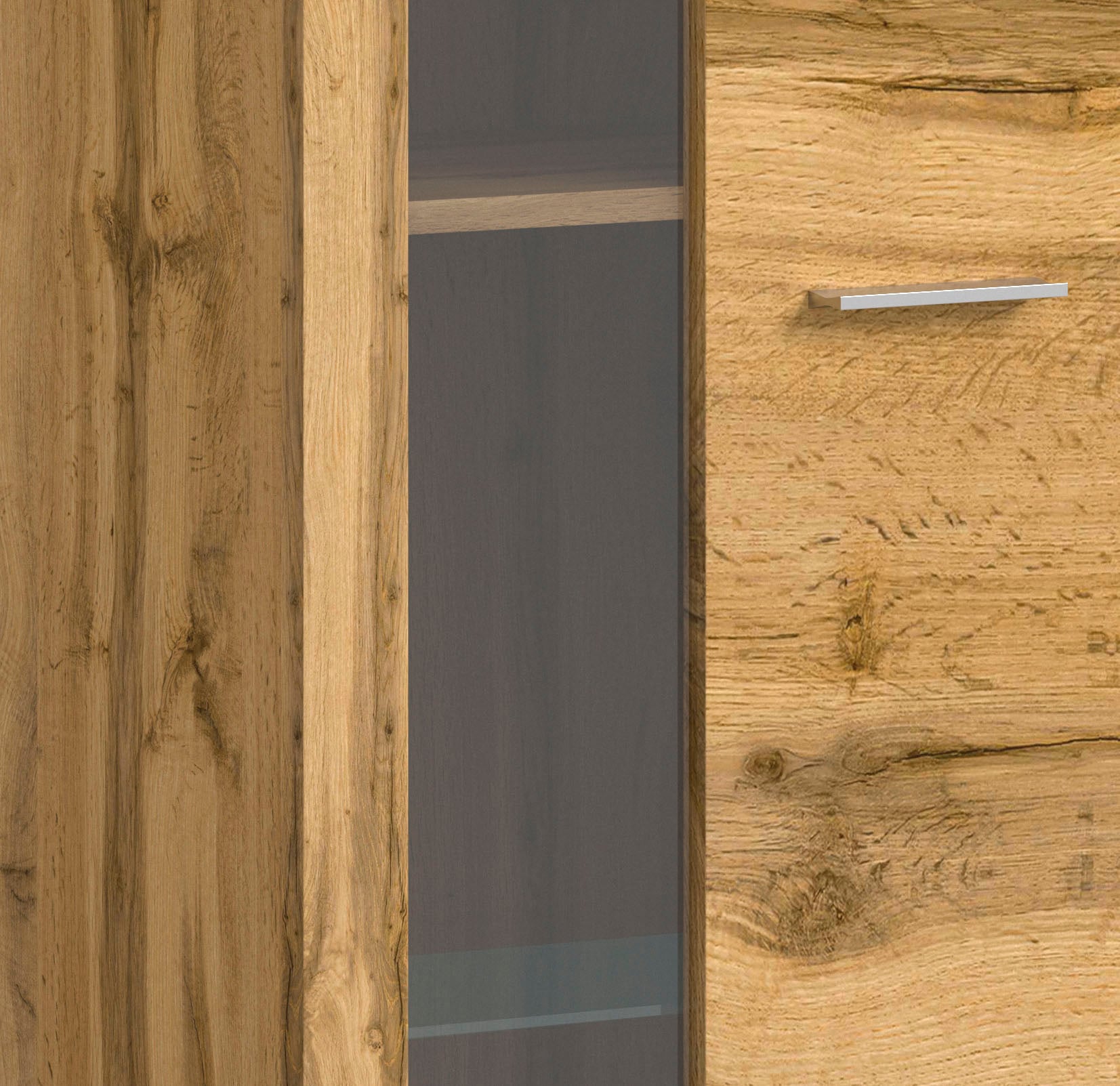 Home affaire Meuble mural »AOSTA, Breite 310cm, 4-teilige Wohn-Kombination« bestehend aus: 2x Vitrine, Lowboard, Wandboard, 