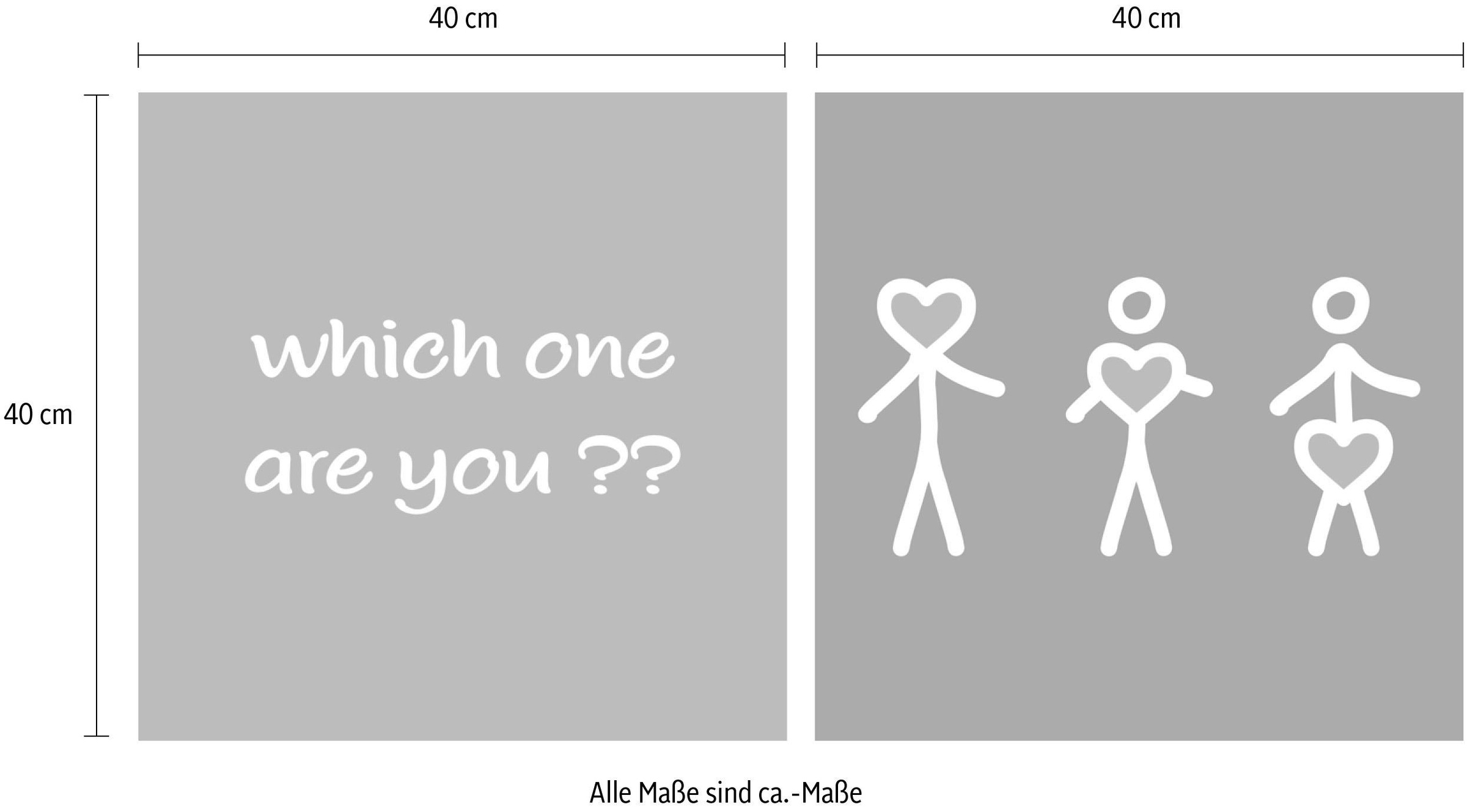 queence Leinwandbild »Herz« Gruppen & Familien | Herz | Herzbilder | Humor | Kunst | Modern | Schriftzug | Schriftzüge | Sprüche | Sprüche & Texte Set,  Premium-Leinwandstoff, Handarbeit aus Deutschland, Spruch, 2er Set