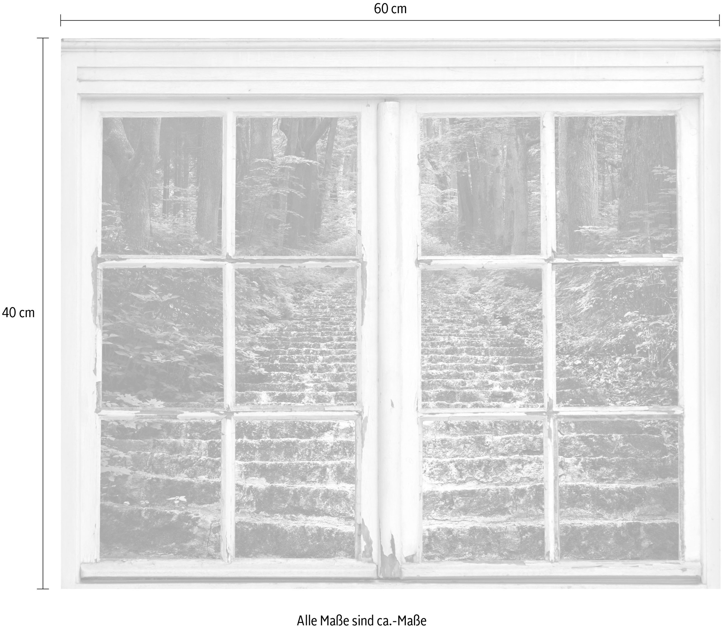 queence Autocollants muraux »Treppe im Wald« Wandsticker, Wandbild, selbstklebend, Wald, Bäume, Treppe