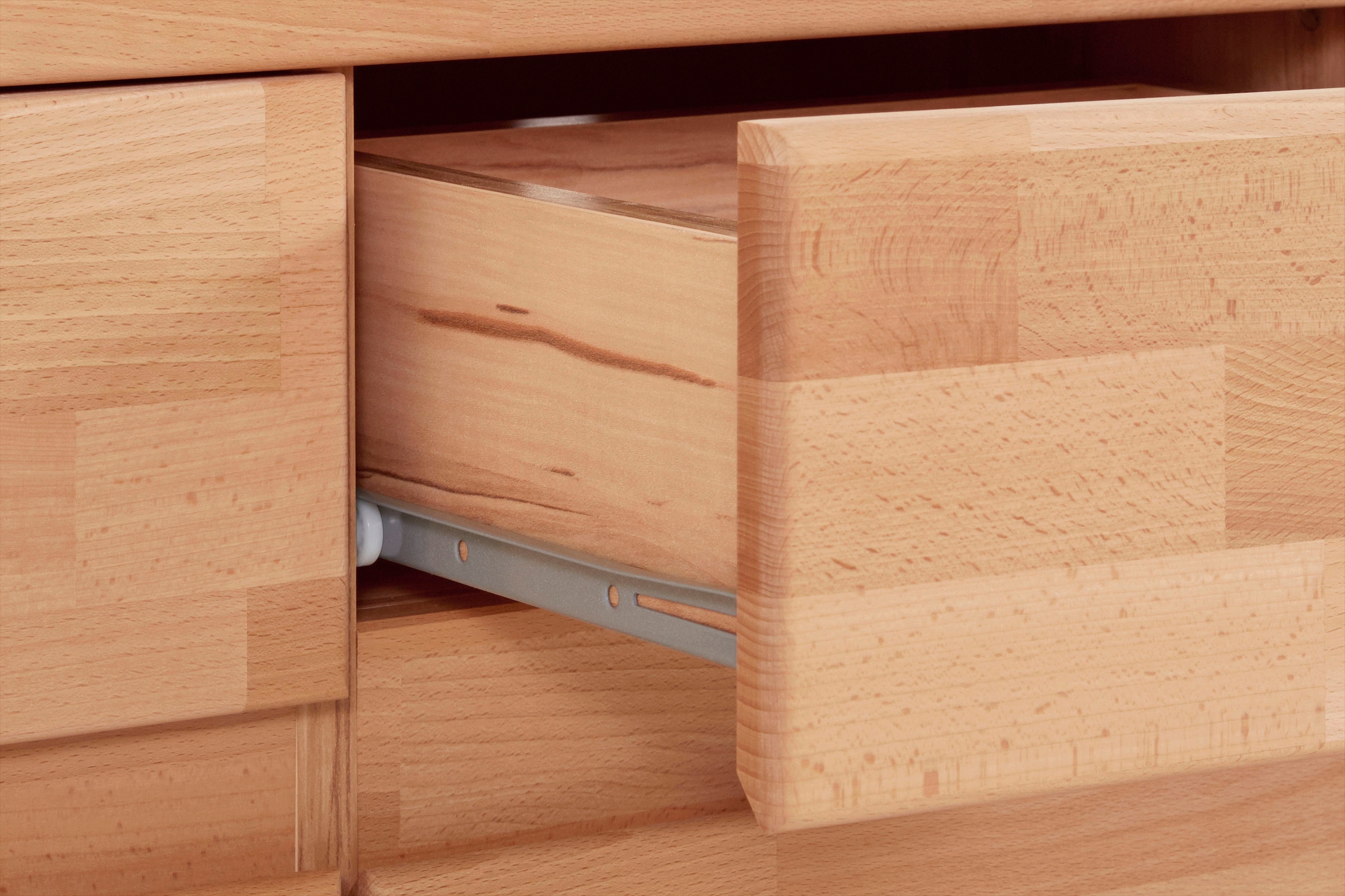 Home affaire Sideboard »Burano,127cm breit, Fronten Massivholz,3 Türen,3 Schubladen,6 Fächer« Holz massiv,Holzwerkstoff,Griffmulden,Böden variabel einsetzbar