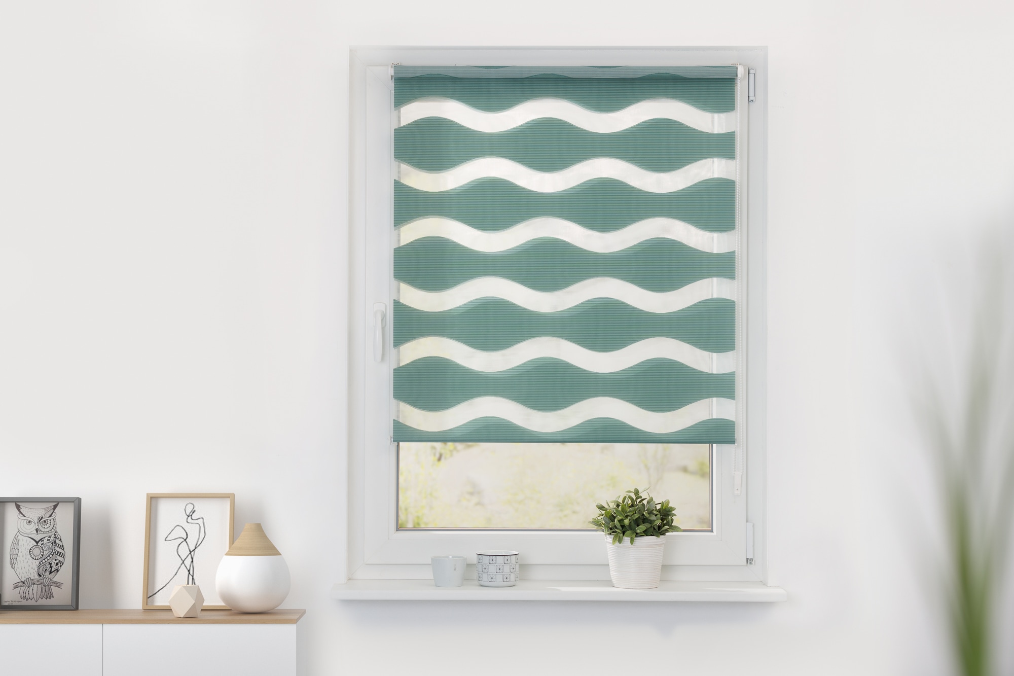 LICHTBLICK ORIGINAL Doppelrollo »Welle Klemmfix, ohne Bohren« halbtransparent Blendschutz | Sichtschutz mit Bohren/ohne Bohren freihängend Lichtdurchlässig und blickdicht, Klemmbar, unkomplizierte Montage