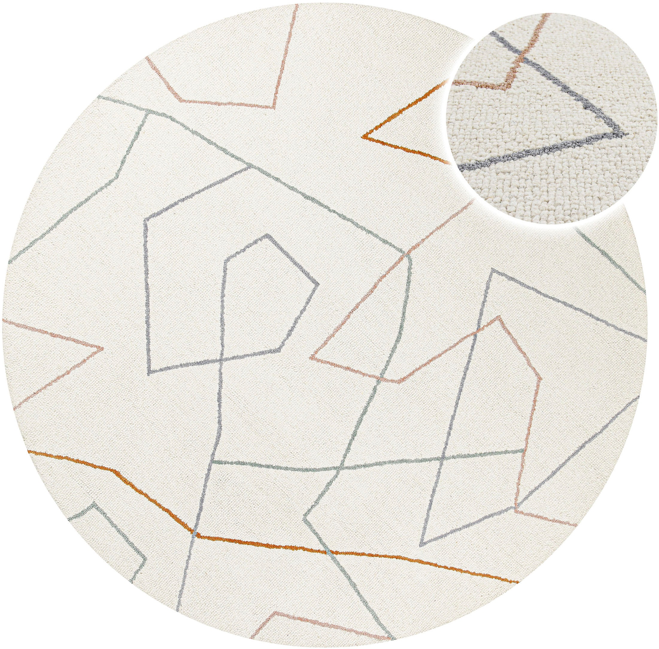 Wecon home Teppich »Nox« rund 6 mm Höhe Wollteppich, abstrakt, hochwertig, handgetuftet, robust, modern