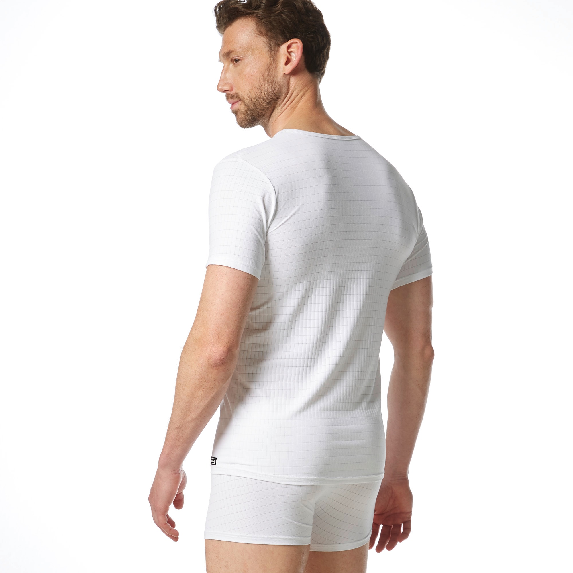 Bruno Banani T-shirt en V »CHECK LINE 2.0« Pique Optik, Kurzarm, V-Neck, Cotton-Mix