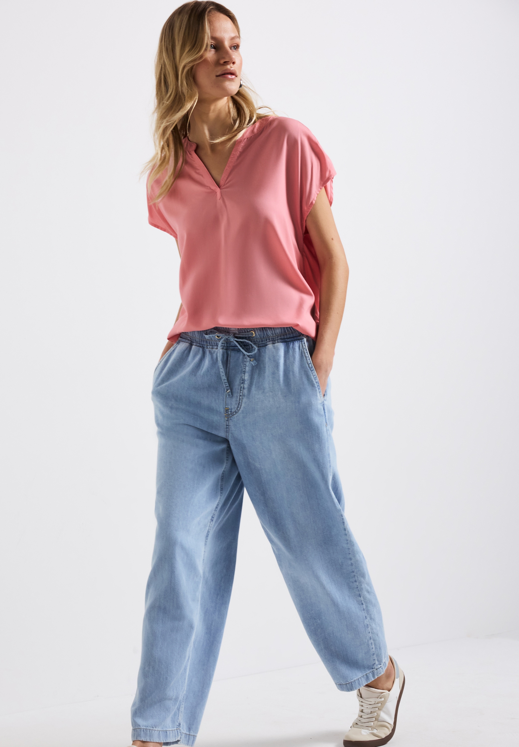 STREET ONE Blouse à manches courtes Split Neck