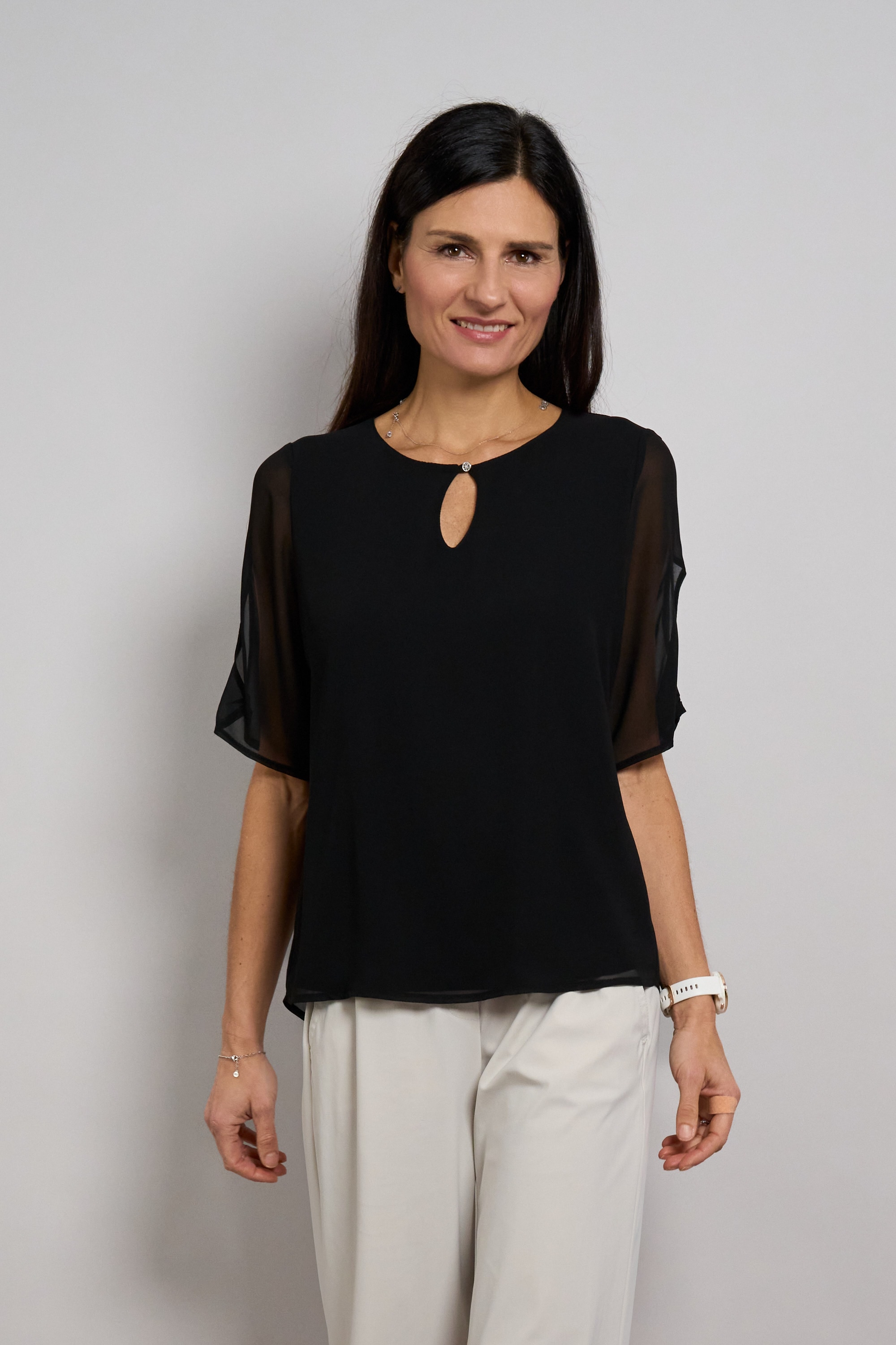 Seidel Moden Blouse en mousseline »Otto exclusiv« Halbarm mit Cut-Out-Detail und Glitzerstein - MADE IN GERMANY