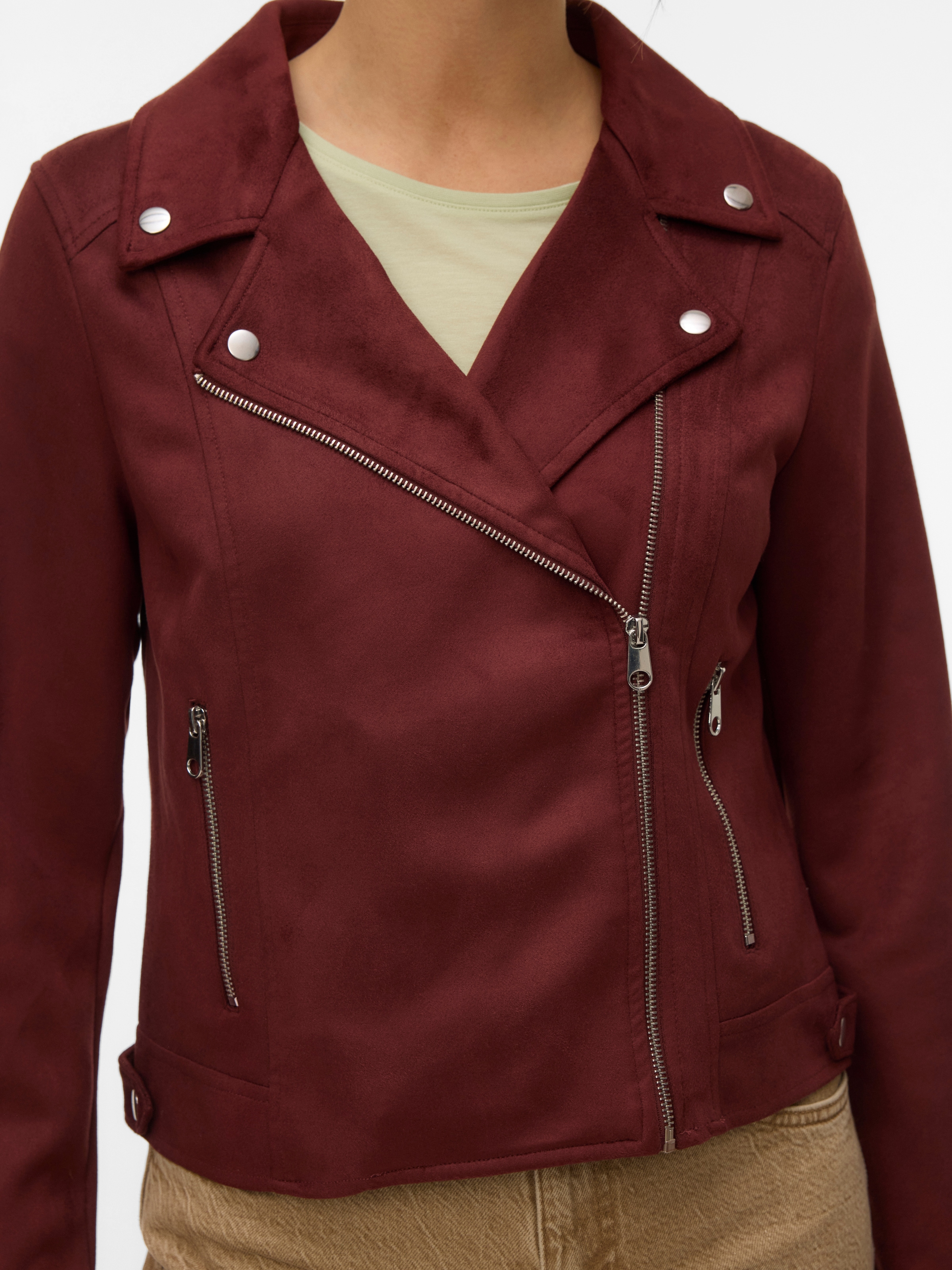 Vero Moda Veste de motard »VMJOSE SHORT FAUX SUEDE JACKET GA NOOS« mit asymetrischem Reissverschluss