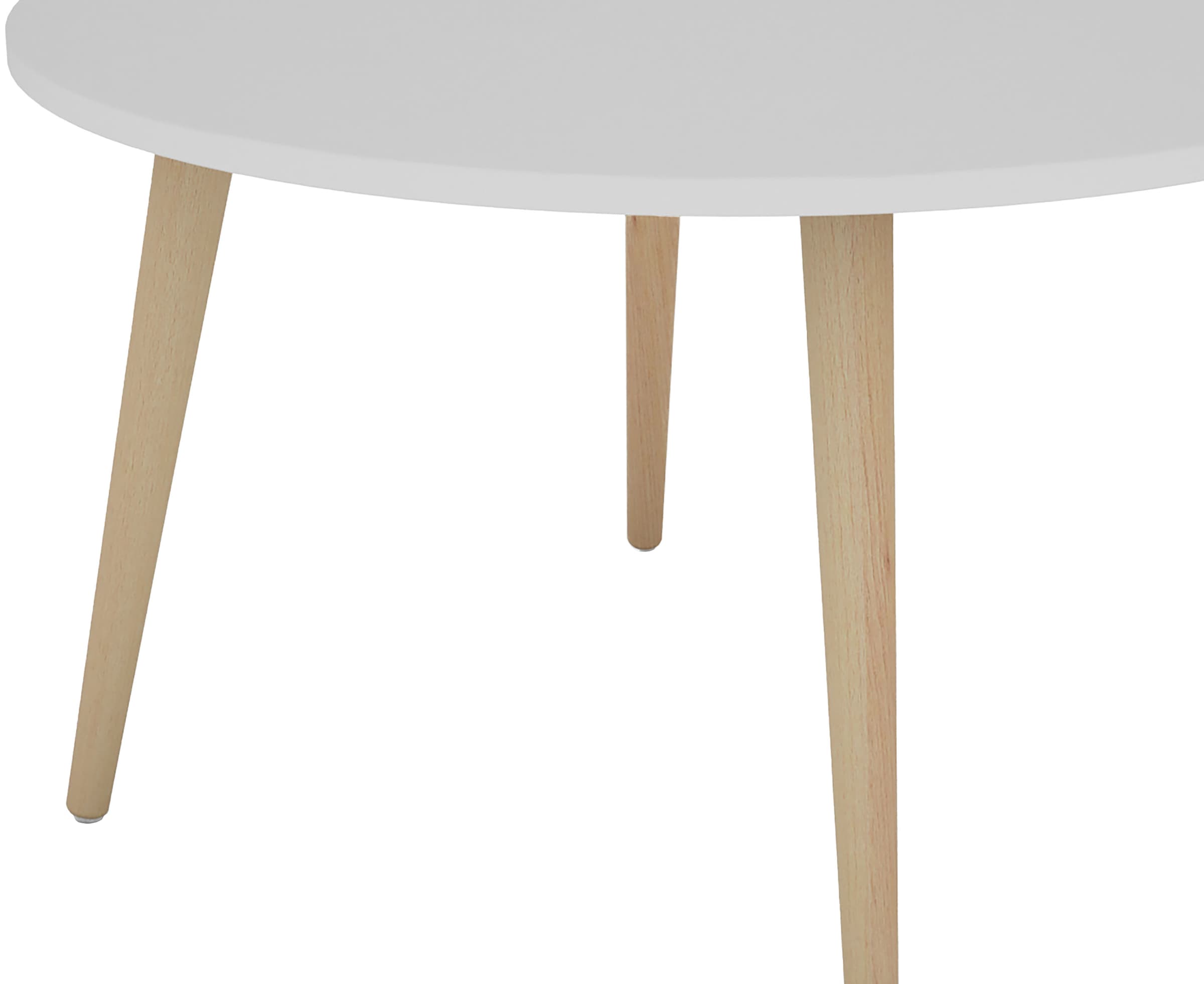 byLIVING Couchtisch »LASSE« Tischplatte weiss, Gestell Buche natur, Breite: 80 cm
