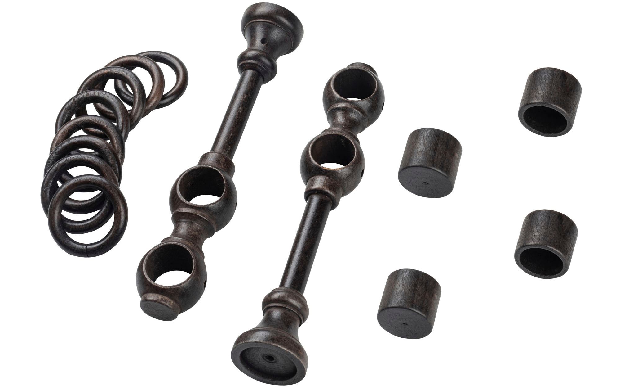 SN DECO GROUP Tringle à rideaux »Cafiro« 2 course-läufig Fixmass 28 mm, Holz, verschiedene Längen und Farben, Komplettset