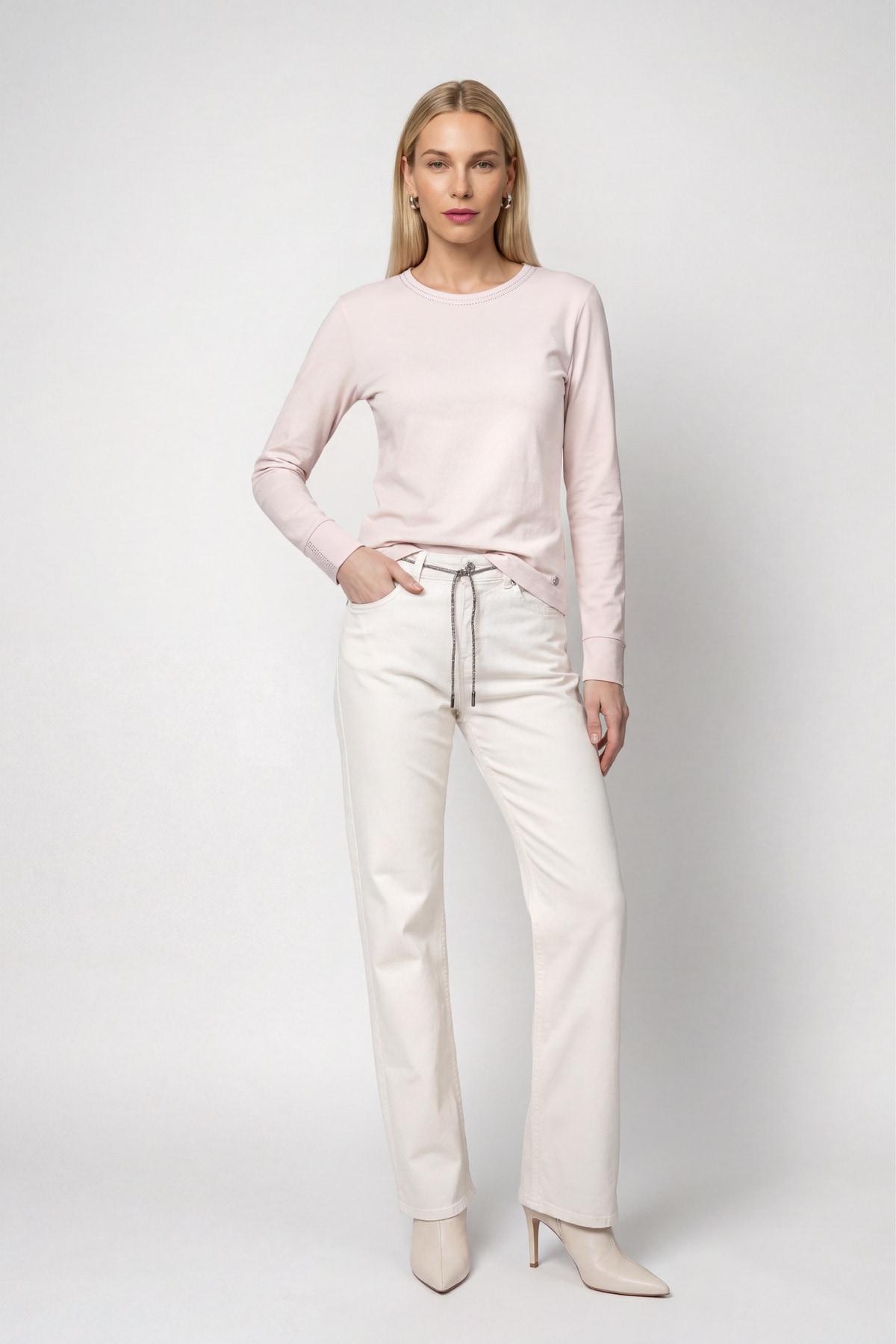 Monari Langarmshirt »Shirt Basic Schmuck« Regular fit mit Rundhalsausschnitt