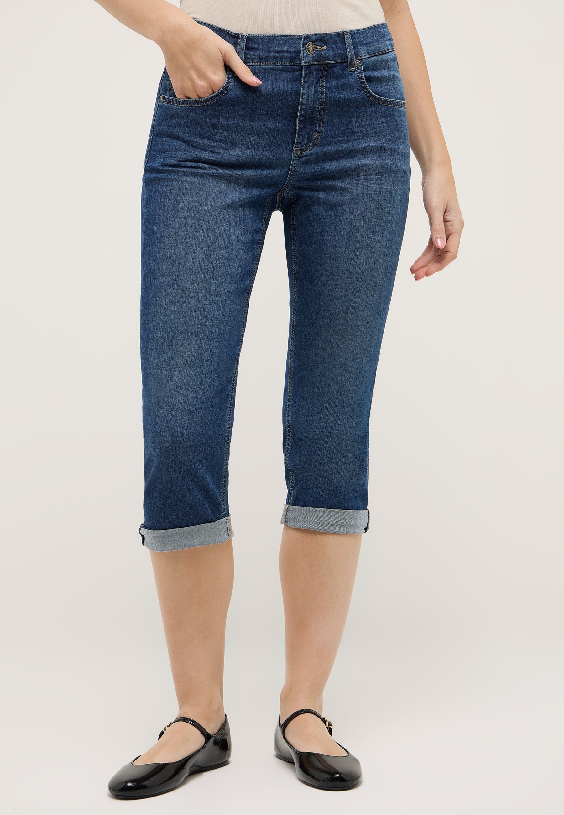 ANGELS Jeans capri »CICI TURN UP« avec stretch et revers