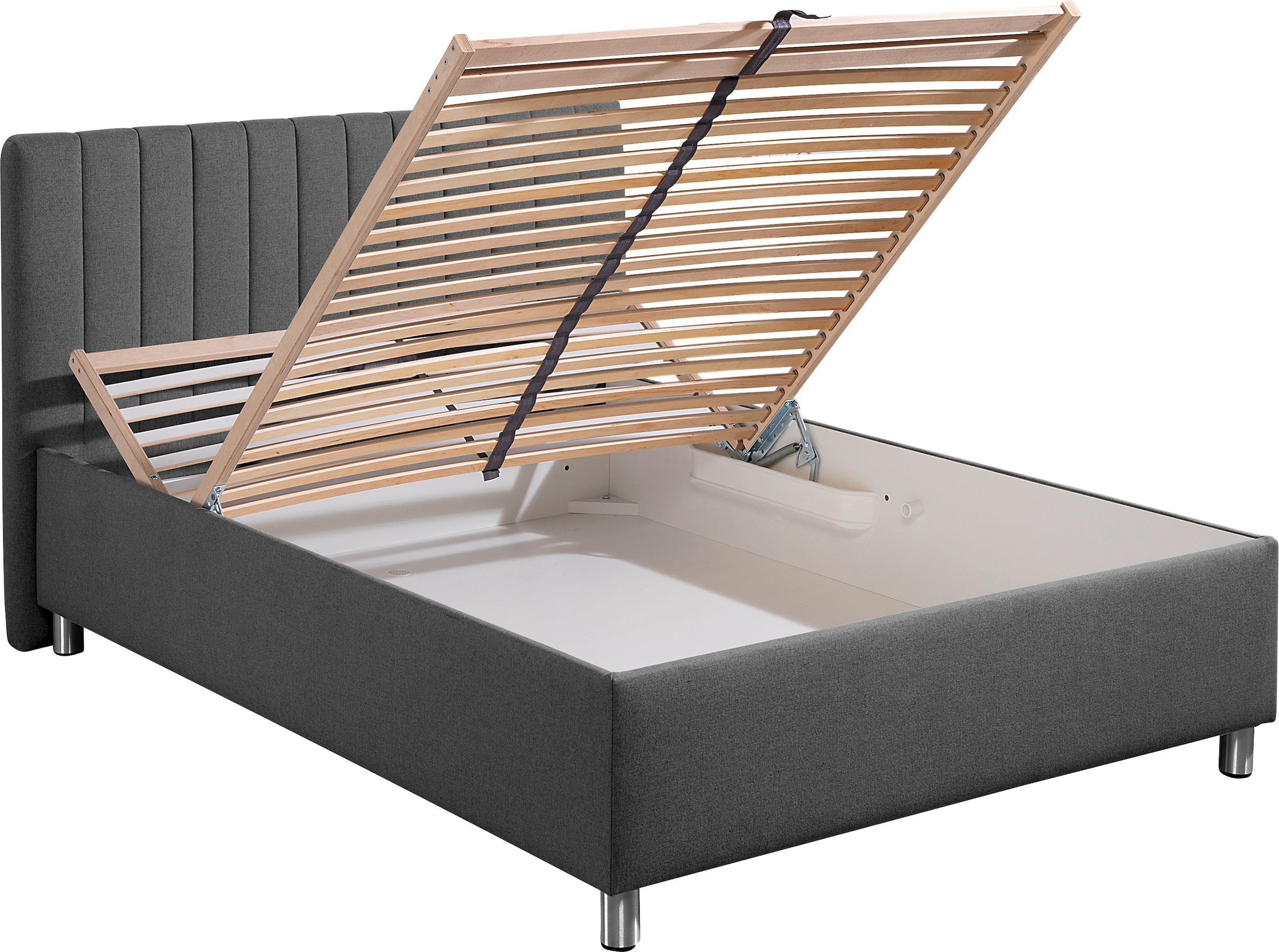 Maintal Lit rembourré »Kieferwald« avec coffre de rangement, matelas à ressorts Bonnell ou à ressorts ensachés au choix