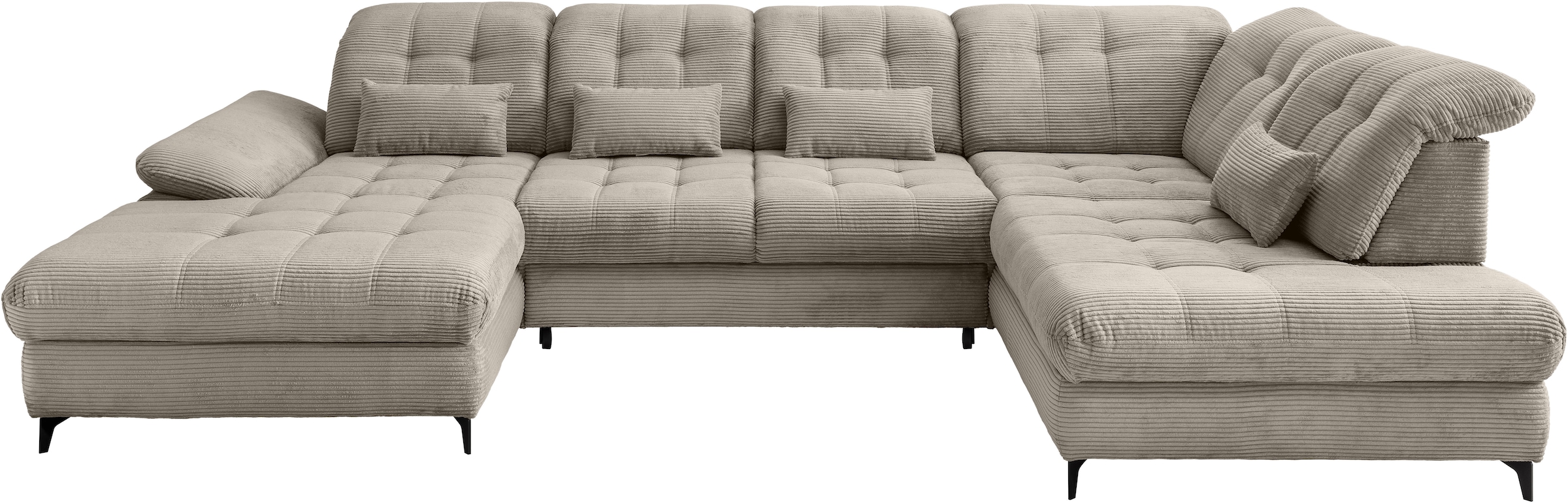 Home affaire Ecksofa »Lazio modern & bequem,  Breite 358cm, U-Form, tolle Detailverarbeitung« inkl. Bettkasten, Bettfunktion, Kopfteil-, Sitztiefenverstellung