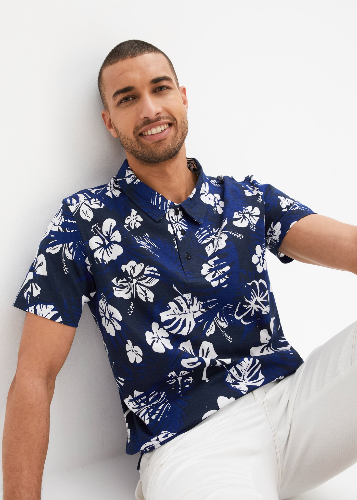 bonprix Poloshirt Kurzarm, mit Polokragen mit Knopfleiste, aus Baumwolle