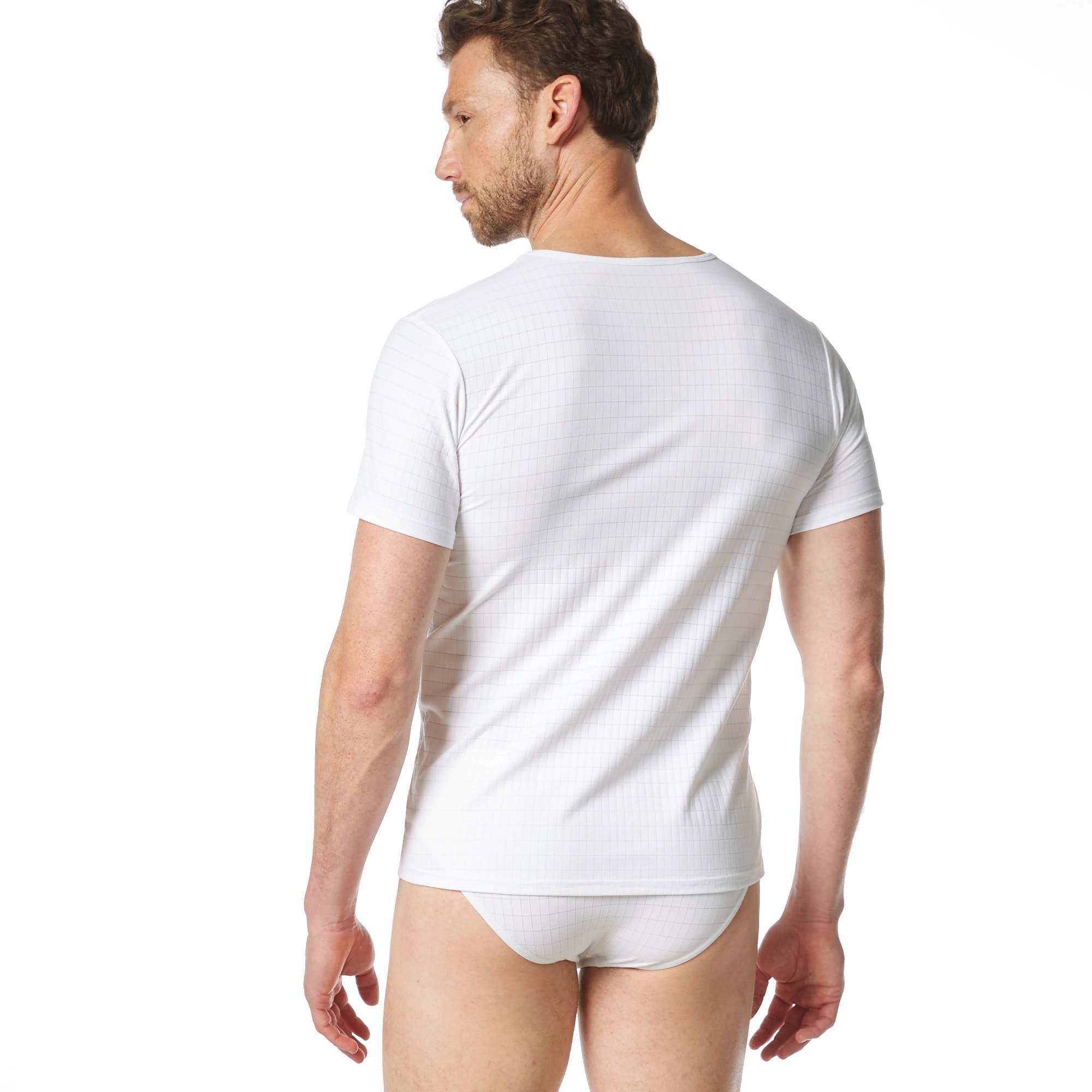 Bruno Banani Shirt à col rond »CHECK LINE 2.0« hüftbedeckend, elastisch