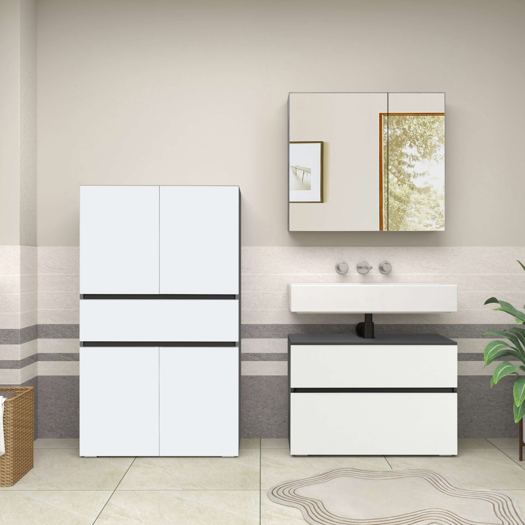 Home affaire Midischrank »Wisla« mit 4 Türen & 1 Schublade, Breite 76 cm, Höhe 130 cm