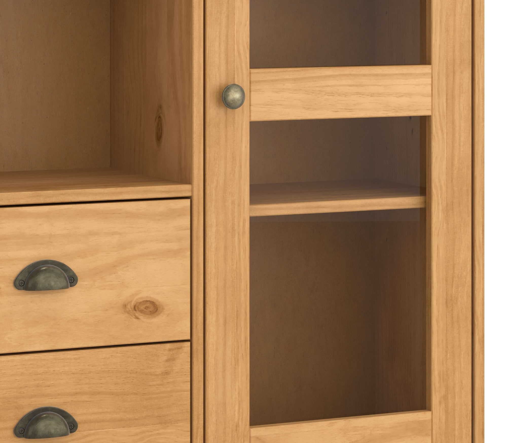 GOODproduct Buffet »Turia« mit Glas- u. Lamellentüren, aus massivem Kiefernholz FSC®, Höhe 180 cm
