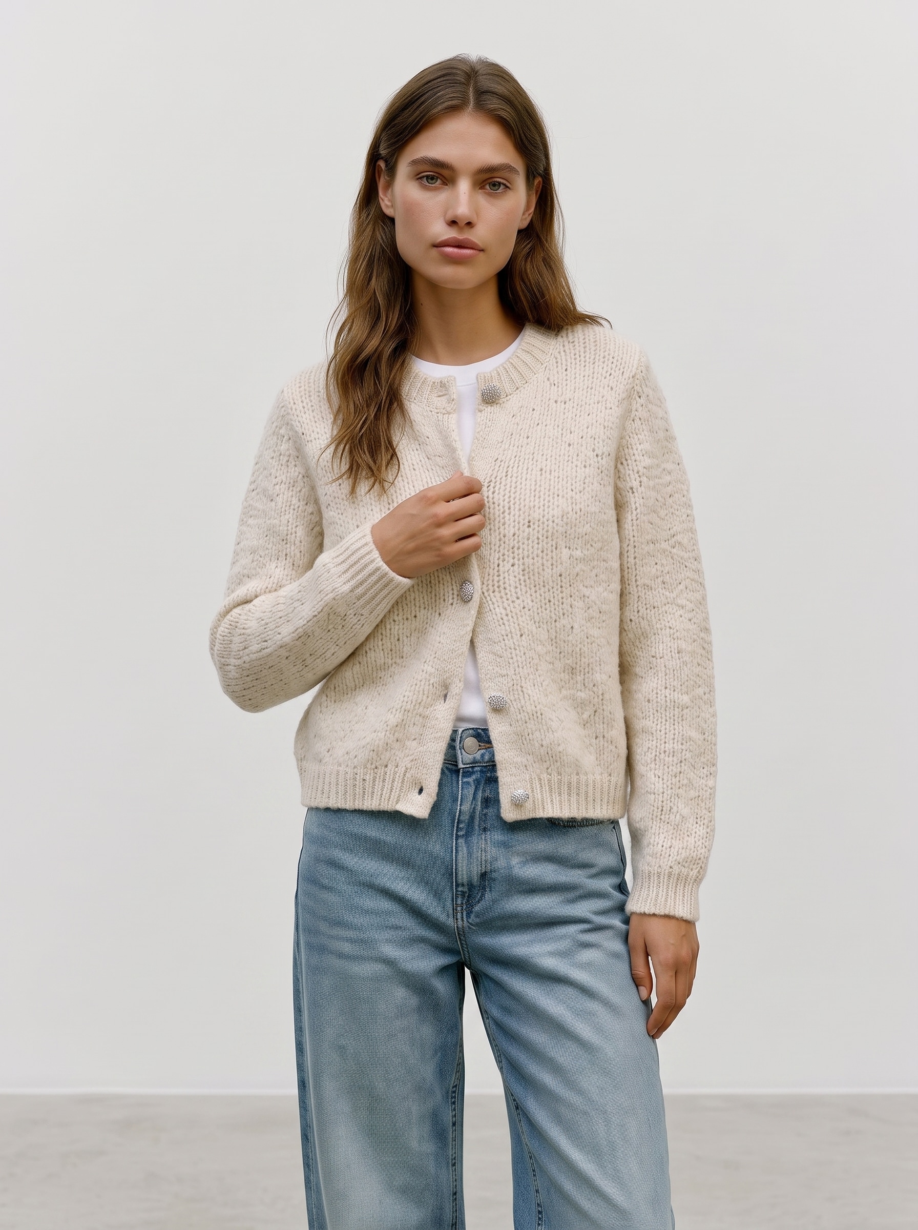Vero Moda Veste en tricot »VMMAYBE JEWEL LS O-NECK CARDIGAN NOOS« fibre synthétique, coupe ample