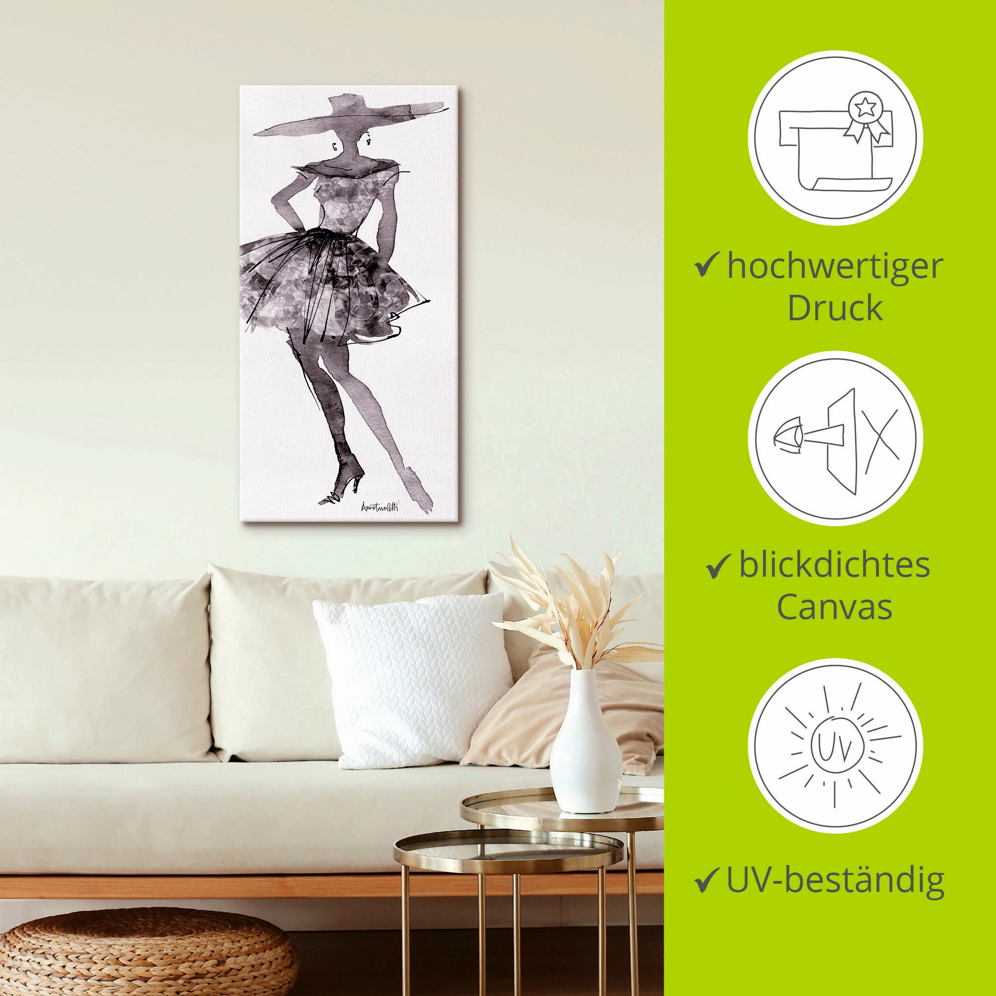 Artland Leinwandbild »Mode Skizzenbuch V« Mode 1 Stk. tlg. auf Holzrahmen gespannt