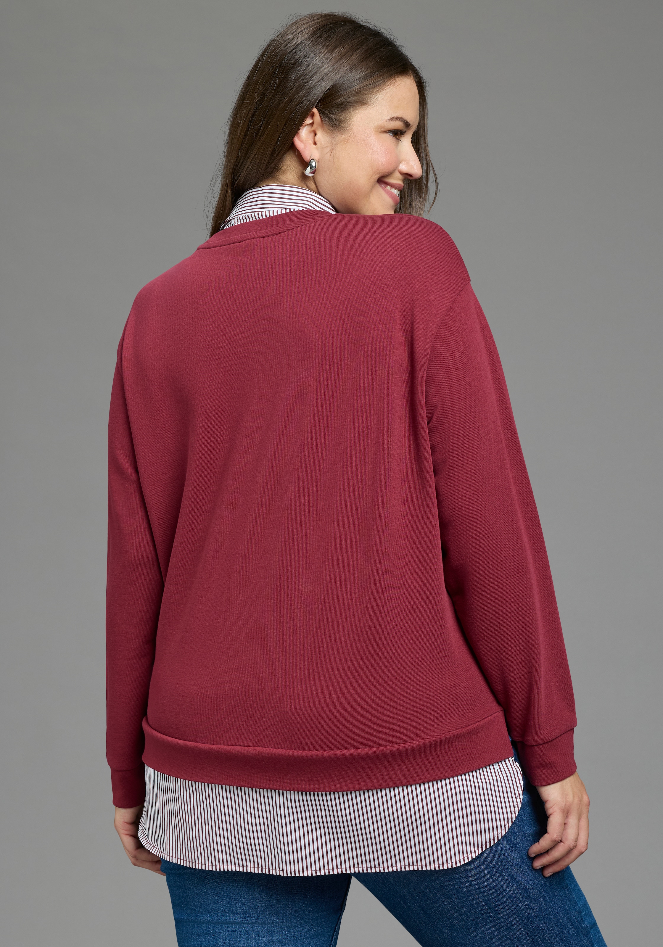 Laura Scott CURVE Pull »Grosse Grössen«, avec empiècement de blouse élégant
