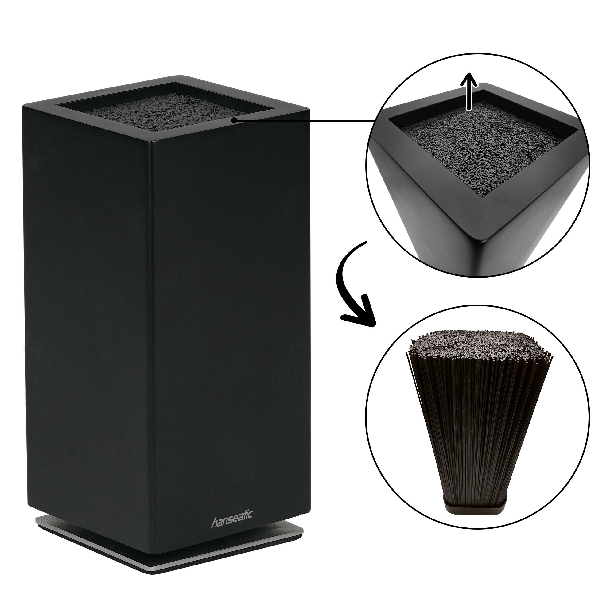 Hanseatic Bloc à couteaux magnétique »hanseatic PREMIUM, aus Holz, Messerblock Set, 6-tlg.« 6 pièces elegantes Design, herausnehmbarer Borsteneinsatz, 360-Grad-drehbar