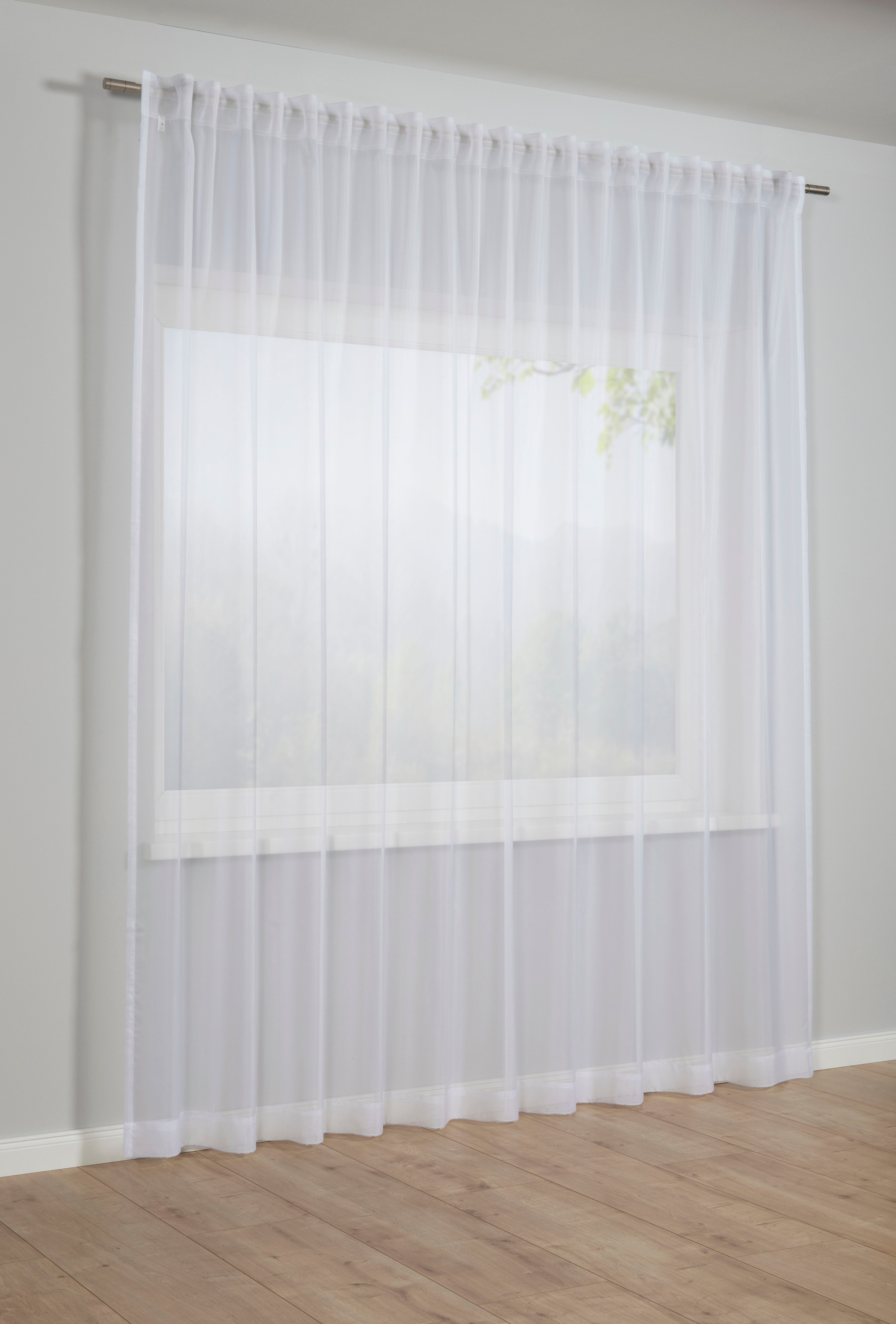 GARDINIA Rideau »Schal mit Gardinenband Voile Uni« Boucles cachées 1 cuis tlg. Stoff Voile Uni