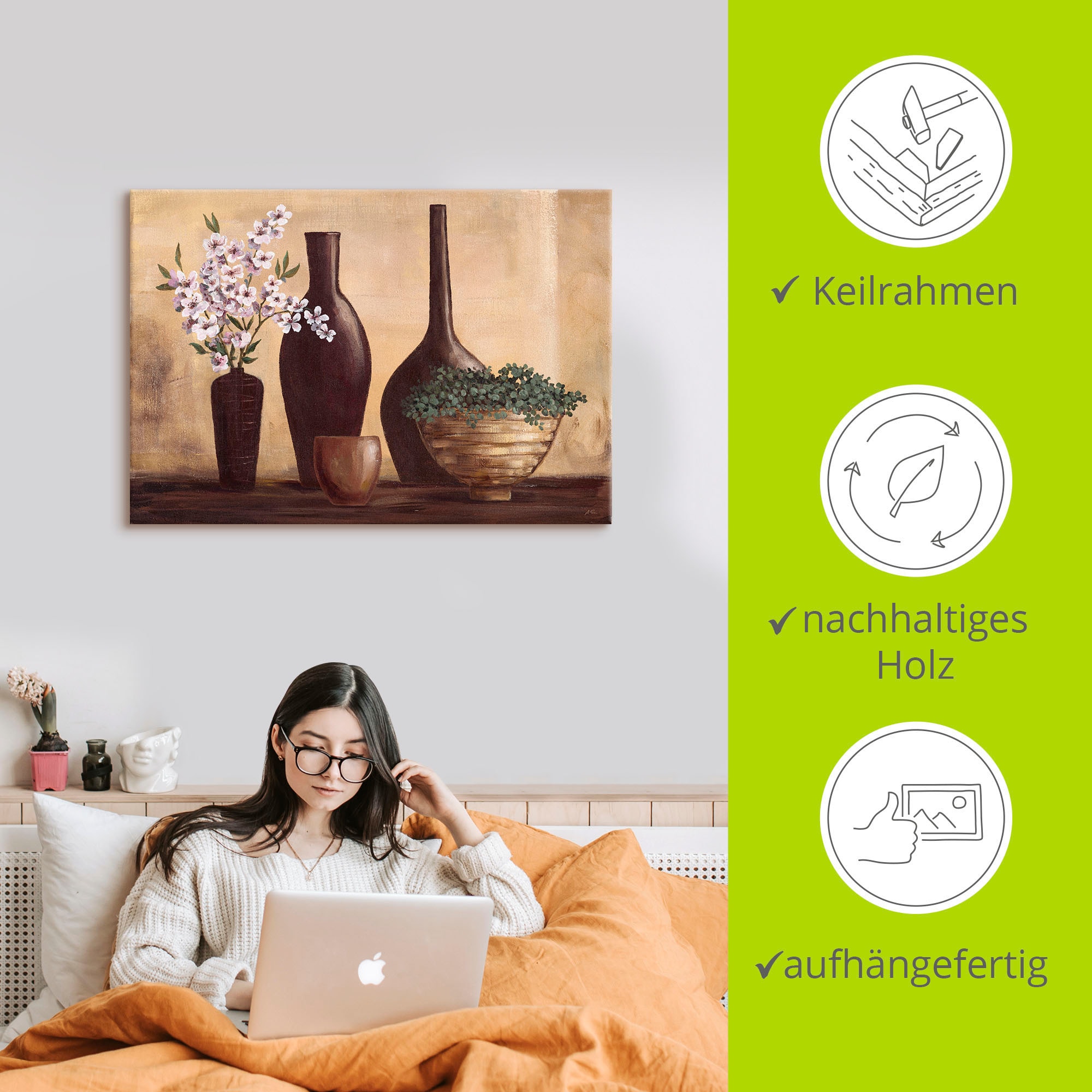 Artland Tableau sur toile »Stillleben in Beige II« 1 cuis tlg. auf Keilrahmen gespannt