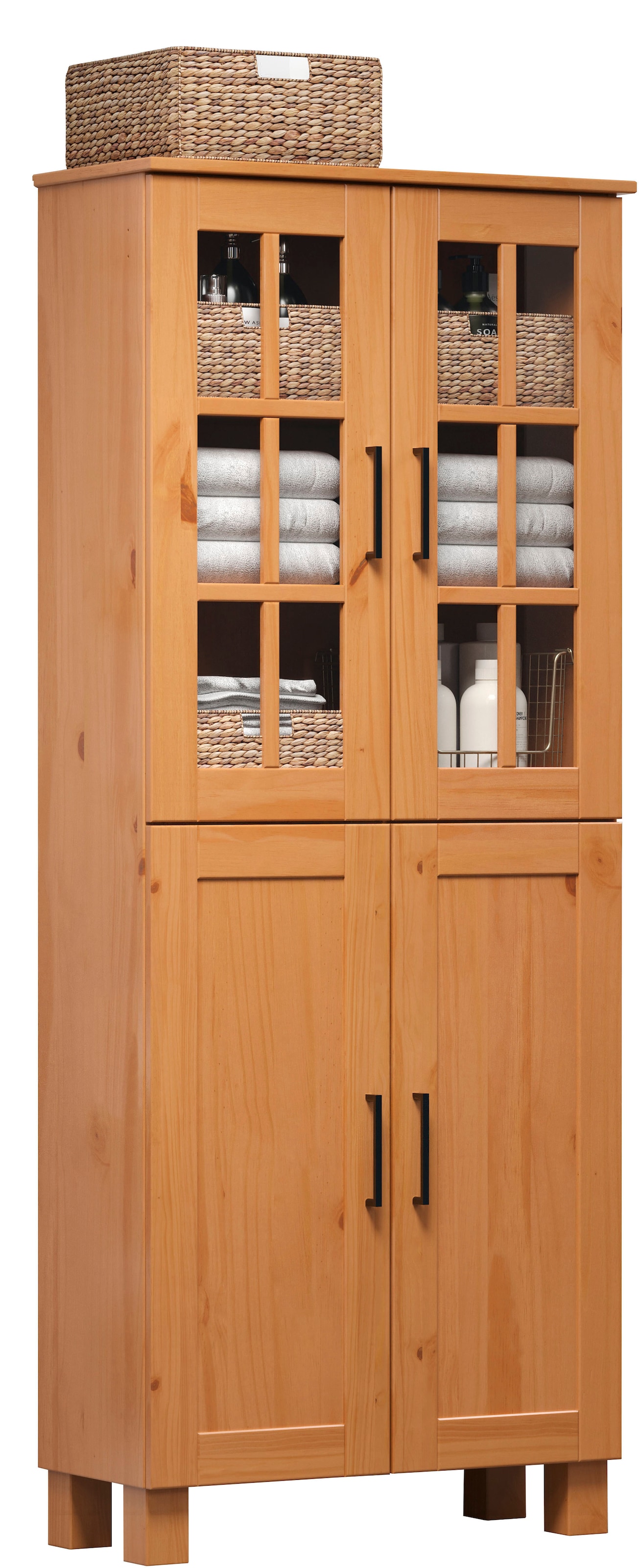welltime Armoire haute »Ulea« 1 cuis tlg. Breiter Badschrank aus Massivholz - Masse (B/T/H) 70/30/170 cm