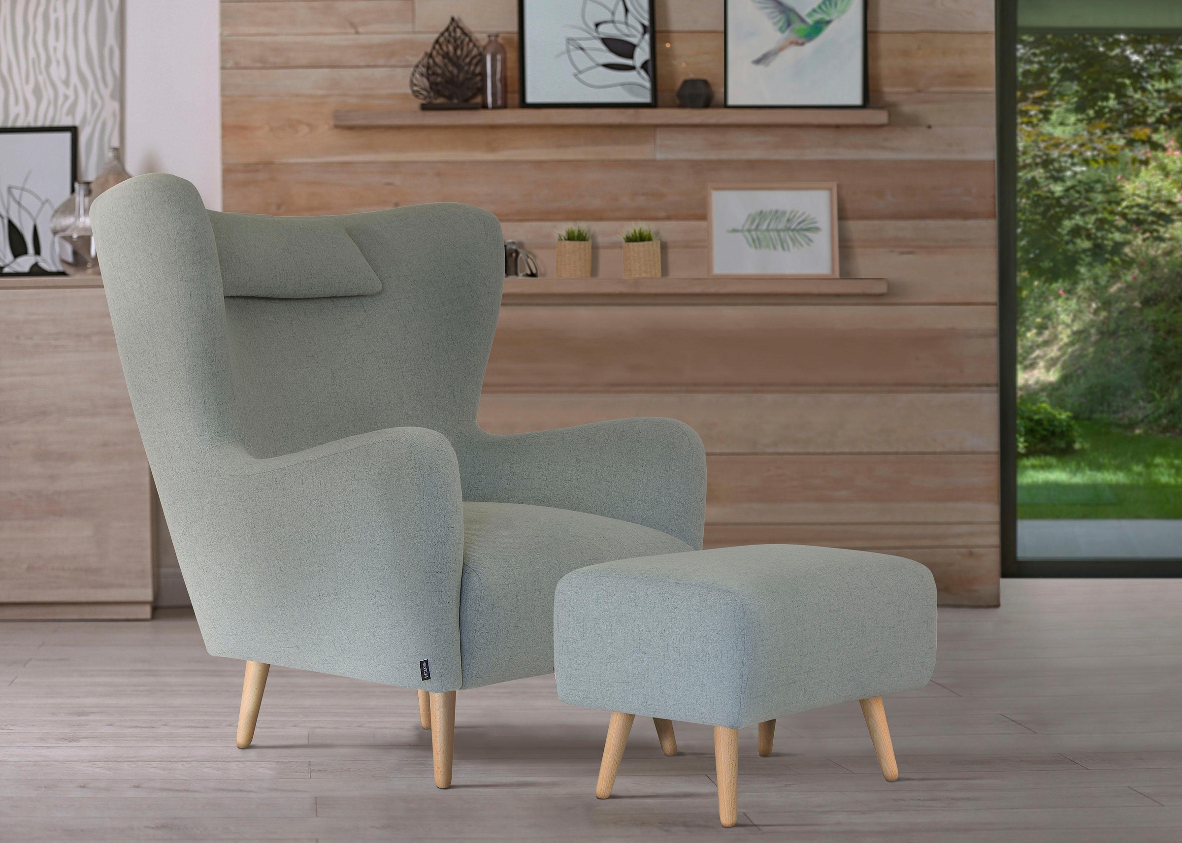 Home affaire Fauteuil »Telford auch in Fellimitat, Sessel B/T/H: 77/92/106 cm« wahlweise mit und ohne Hocker, in vielen Bezugsqualitäten, Ohrensessel