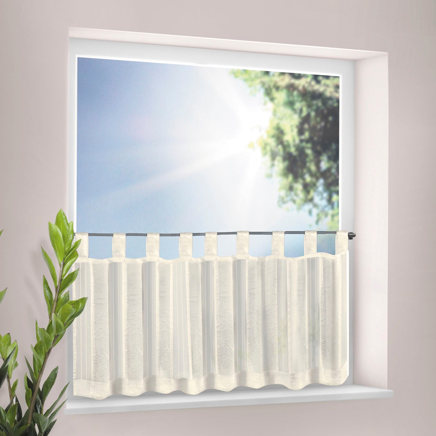 Gerster Scheibengardine »Willi« Schlaufen 1 Stk. tlg. HxB: 50x150, mit gecrashtem Streifendesign