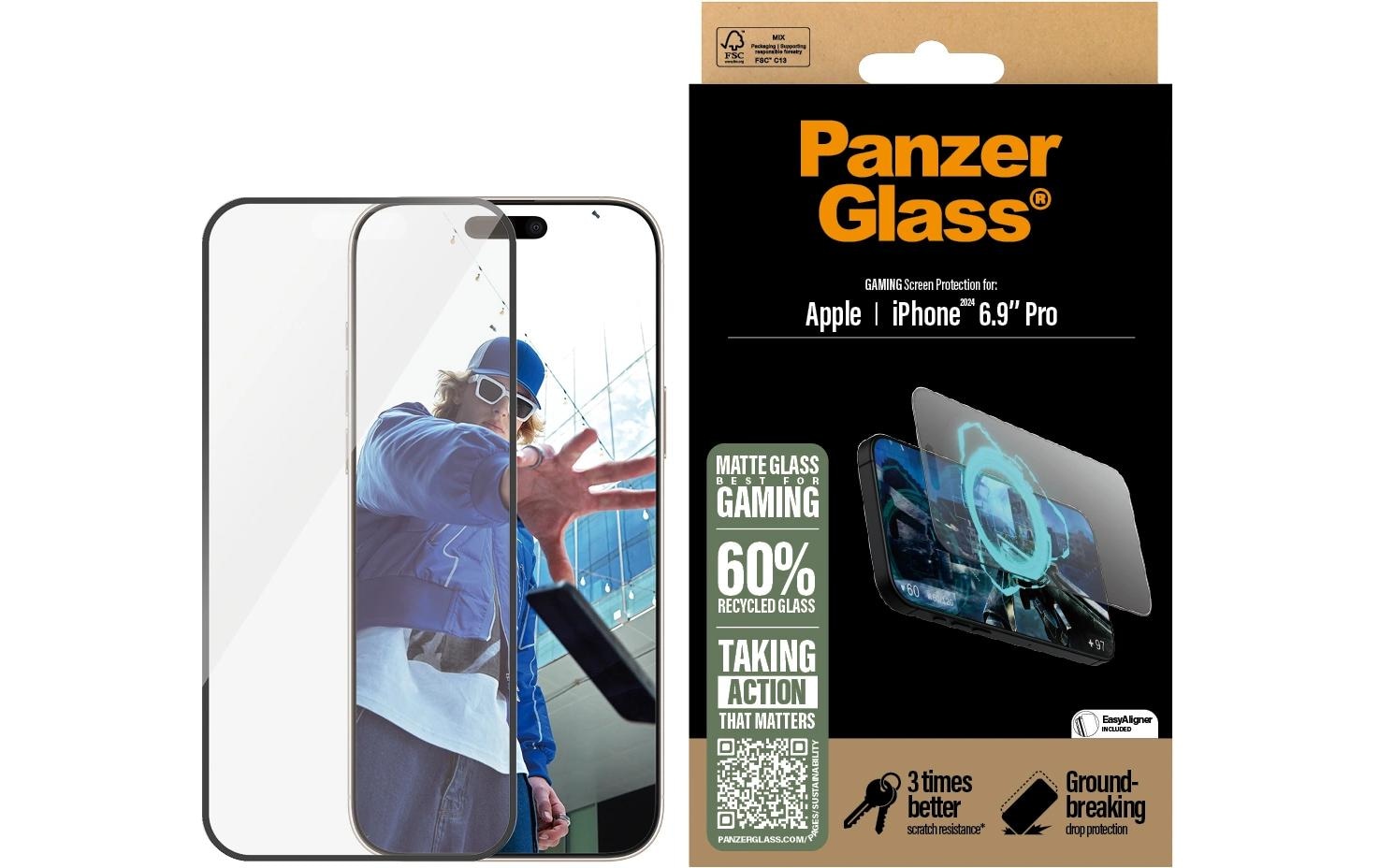 PanzerGlass Displayschutzglas »Ultra Wide Fit Gaming iPhone 16 Pro Max« für iPhone 16 Pro Max 1 Stk. tlg.