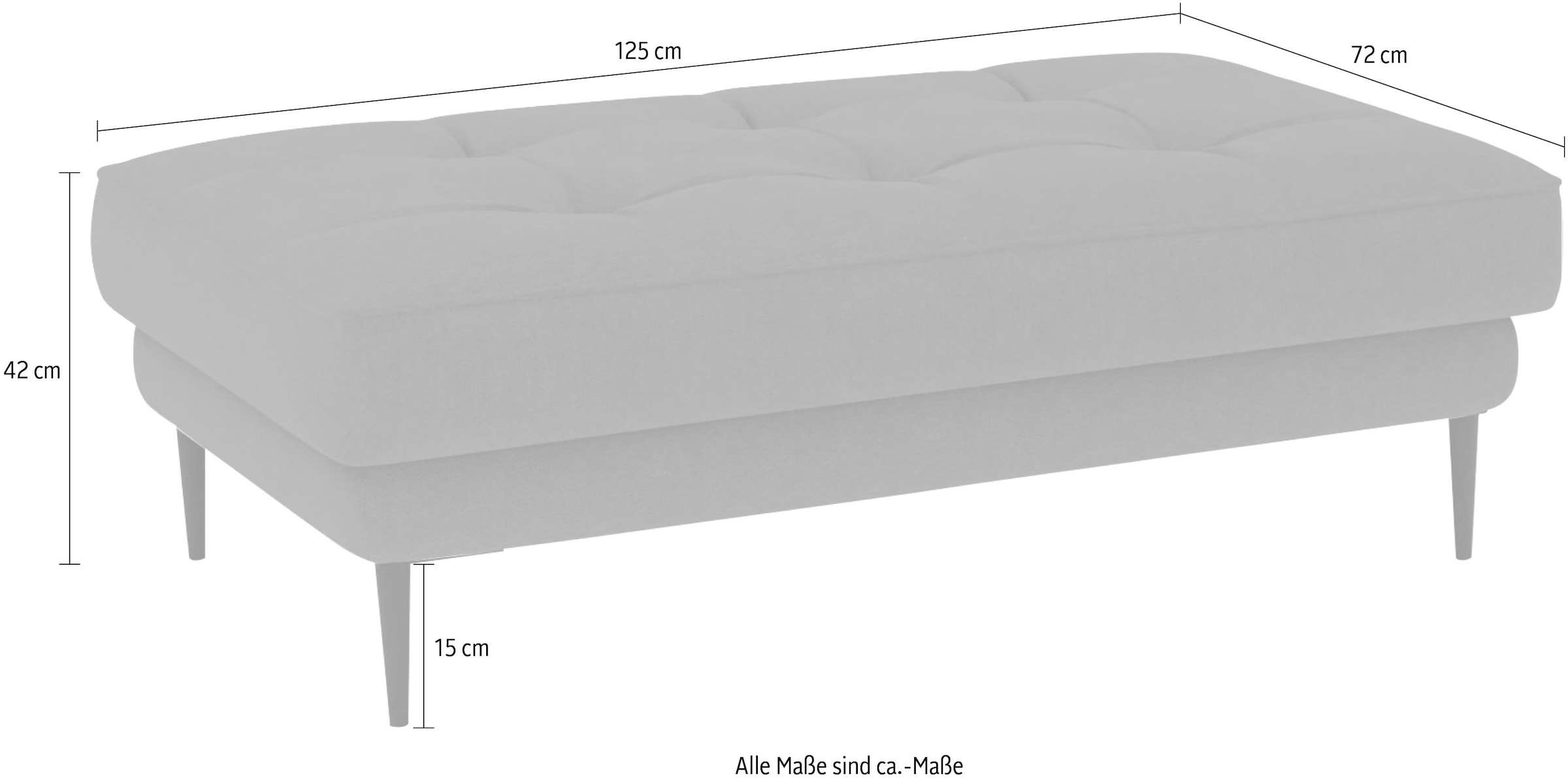 TRENDMANUFAKTUR Tabouret »Luzi, Polsterhocker, moderner Fusshocker« adapté à la série, pieds métalliques extra hauts, 125 x 42 x 72 cm