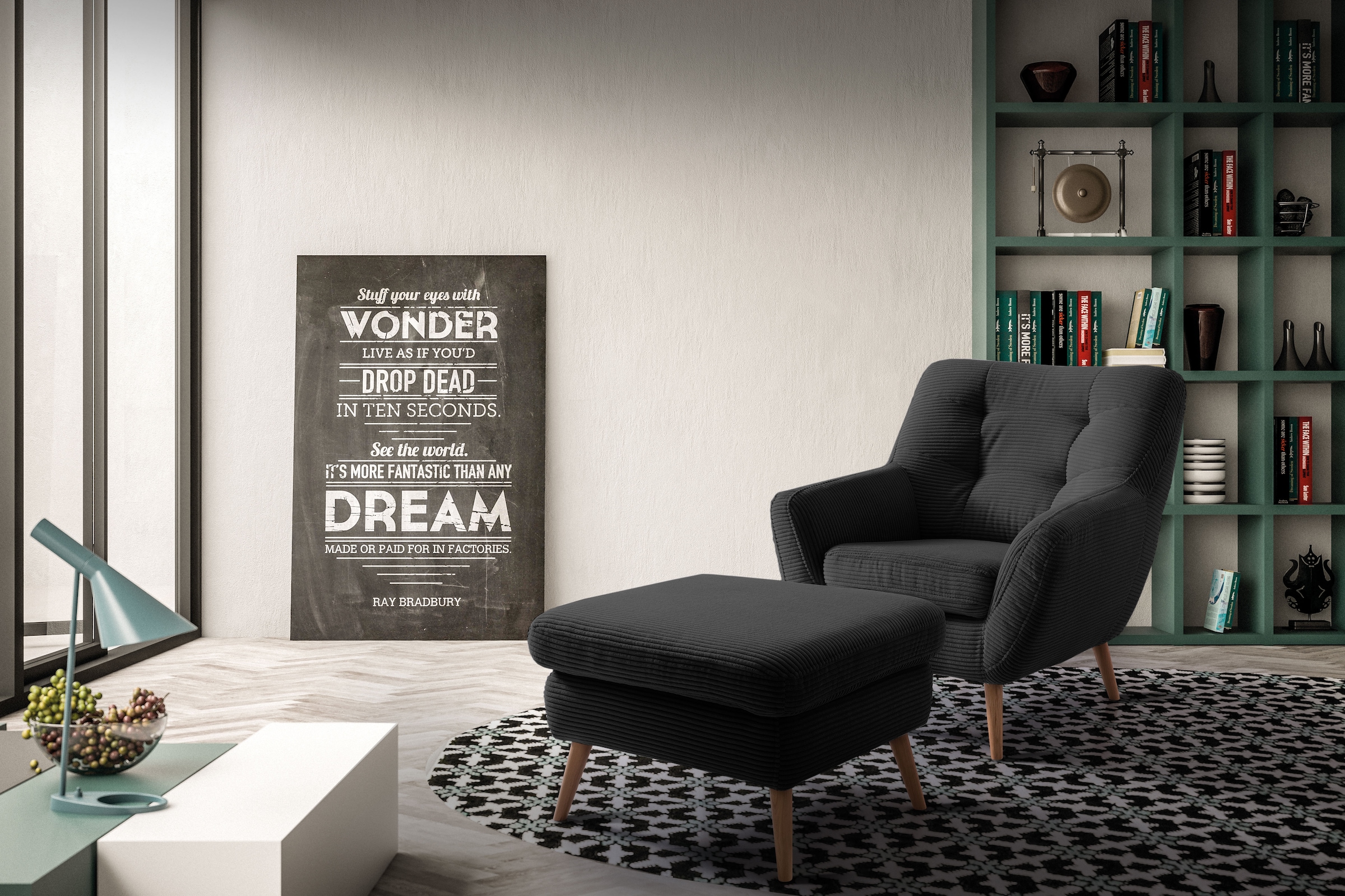 exxpo - sofa fashion Fauteuil »Scandi, Loungesessel mit tollem Sitzkomfort, hochwertige Polsterung« bequem, hohe Holzfüsse