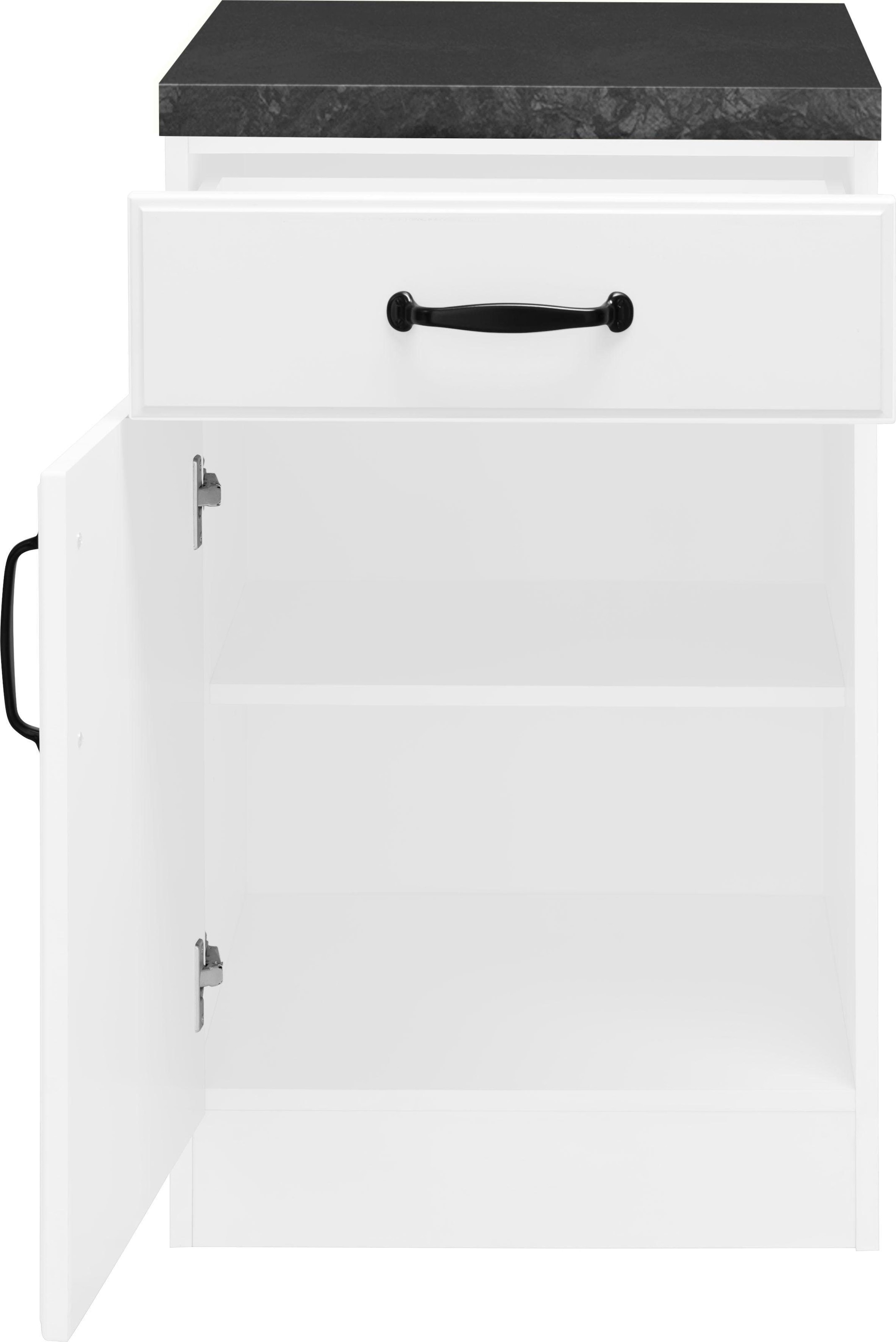 wiho Küchen Armoire basse »Erla« 50 cm de large avec façade à caissons, avec plan de travail