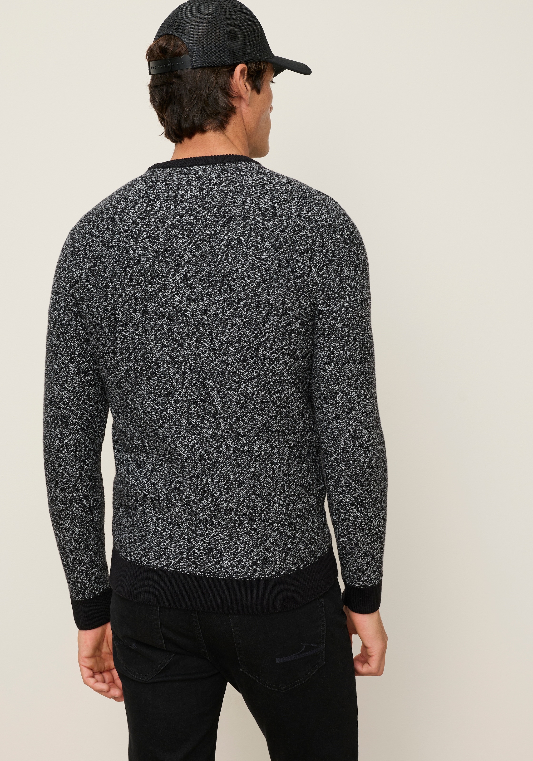 Man's World Pull à col rond »Neue Kollektion! Highlight Strukturqualität« avec bord-côte au col, matière tricotée, aspect chiné