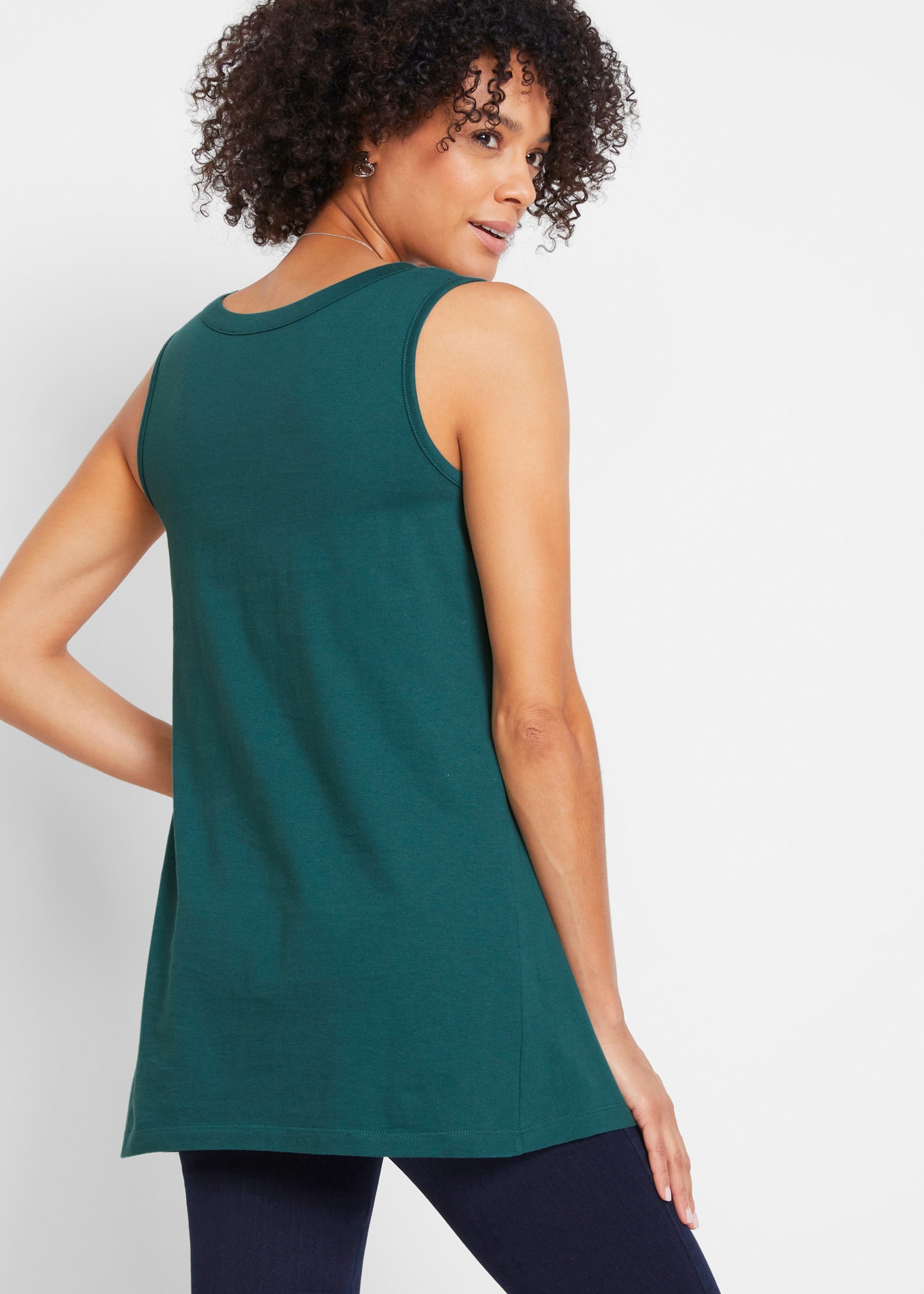 bonprix Top long »Long-Top« mit elegantem Faltendetail, lockere Passform, reine Baumwolle