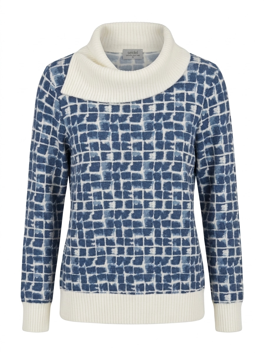 Seidel Moden Schalkragenpullover mit grafischem Muster und Schalkragen - MADE IN GERMANY