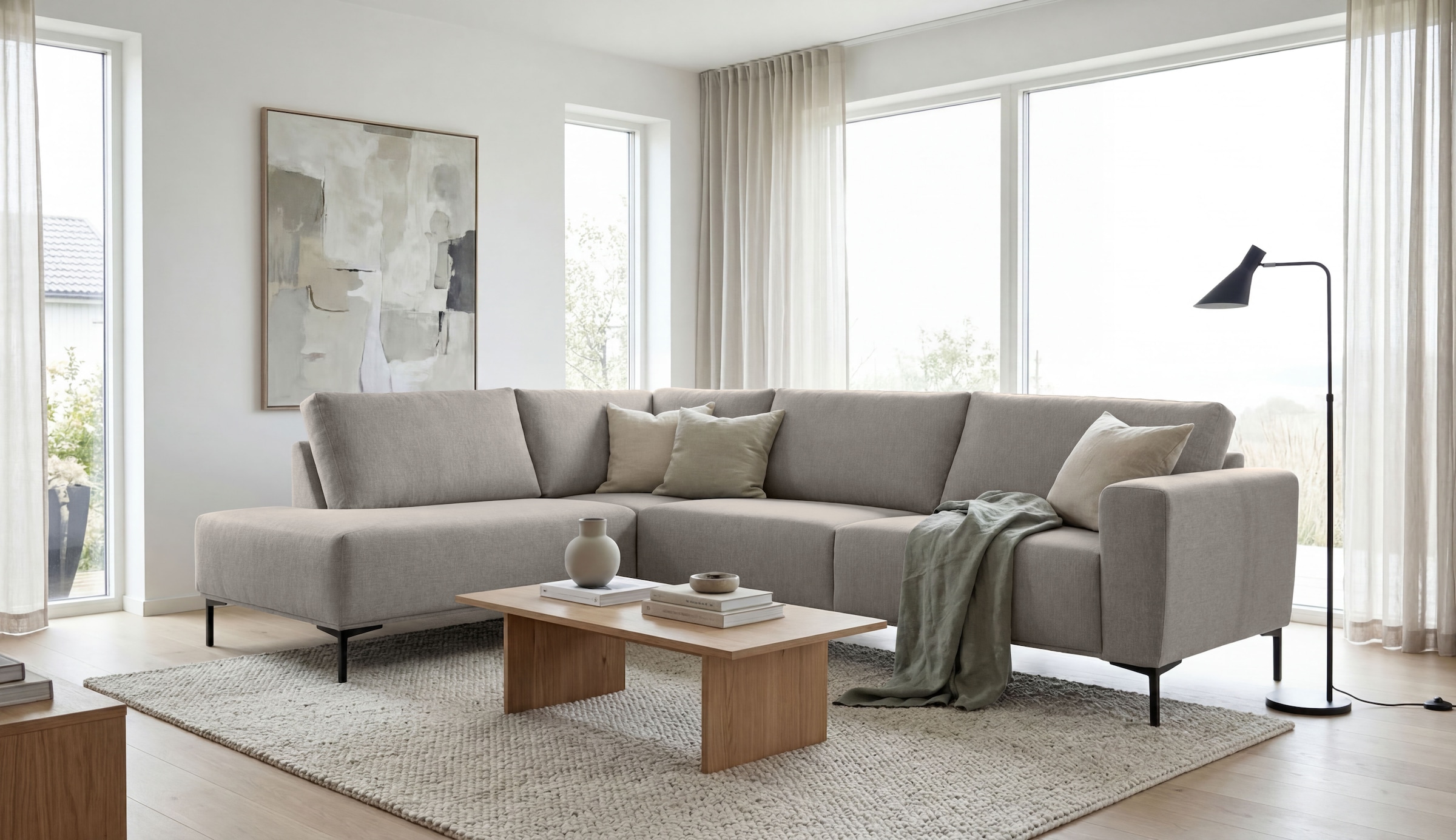 GOODproduct Ecksofa »Melby« Breite 275 cm, in einem weichen Struktur Stoff, lose Rückenkissen