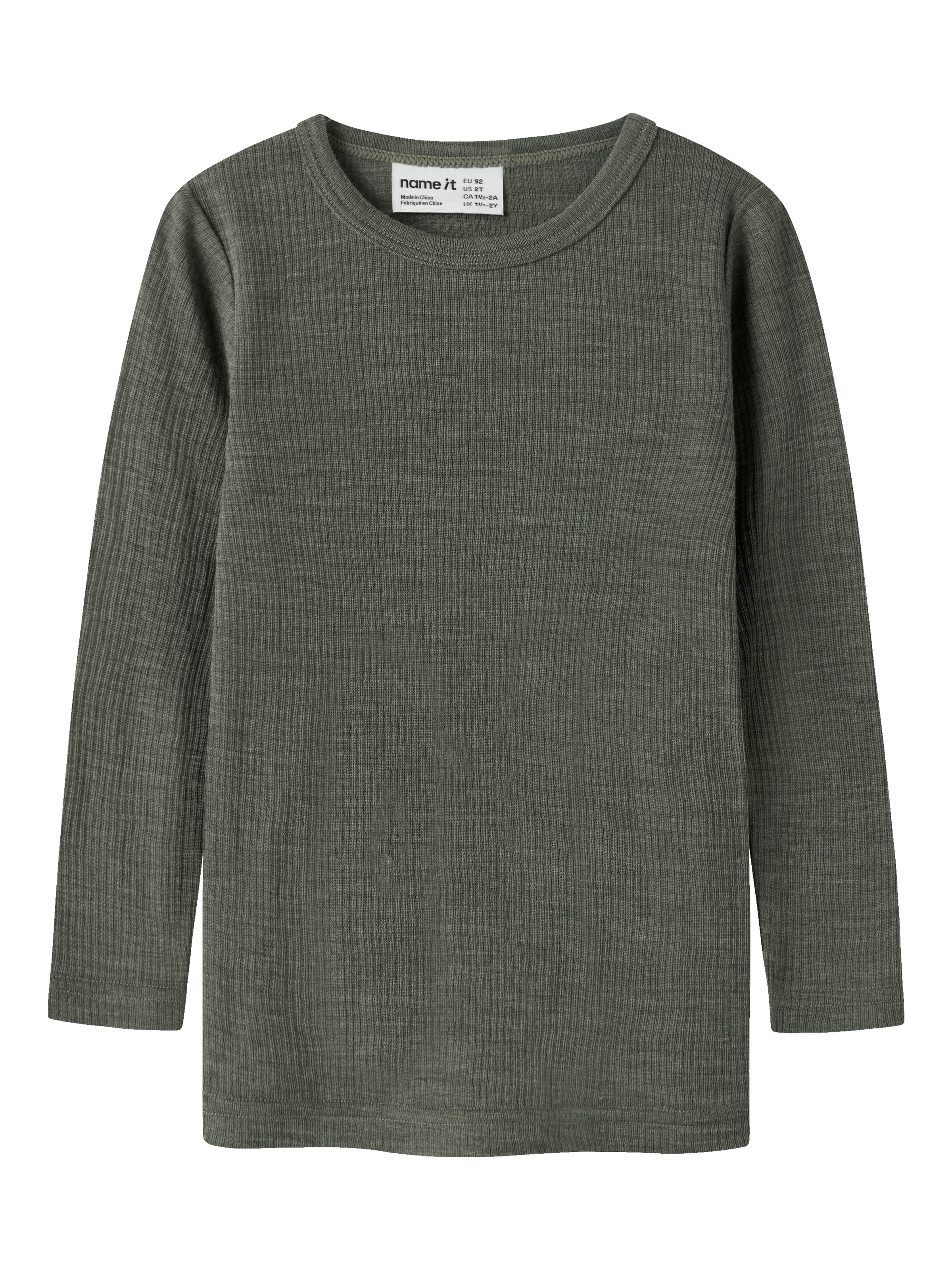 Name It T-shirt à manches longues »NMNWAX WOOL RIB LS TOP NOOS« en pure laine mérinos