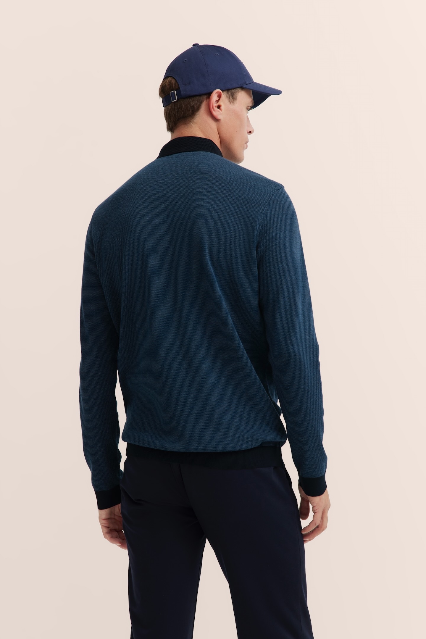 bugatti Polo à manches longues mit Strukturkragen