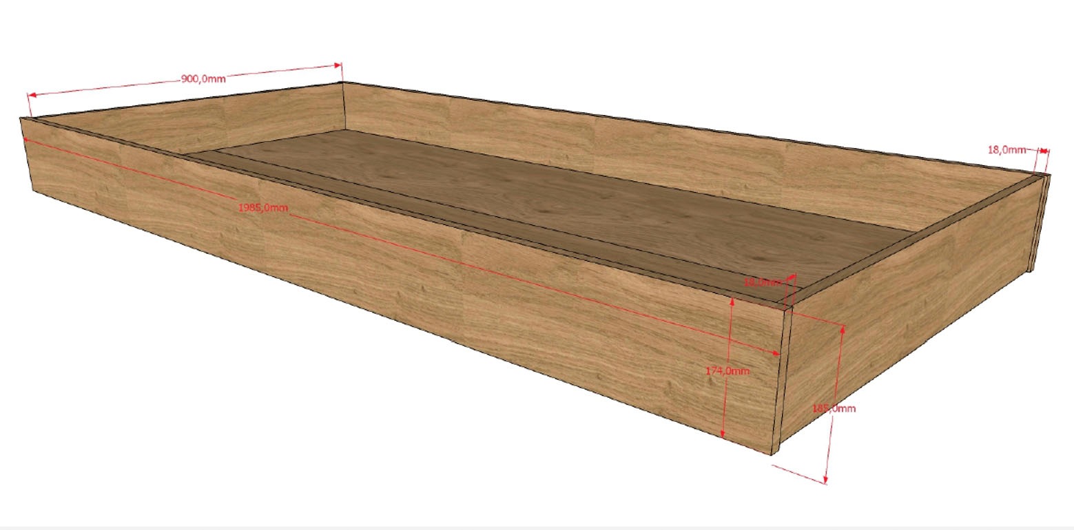 Vipack Set de chambre d'adolescent »SAM - Bett und Bettschublade, gradliniges Design in wohnlichem Dekor« Tiroir de lit sur roulettes également utilisable comme rangement, 2 pièces tlg. surface facile d'entretien, finition décor chêne