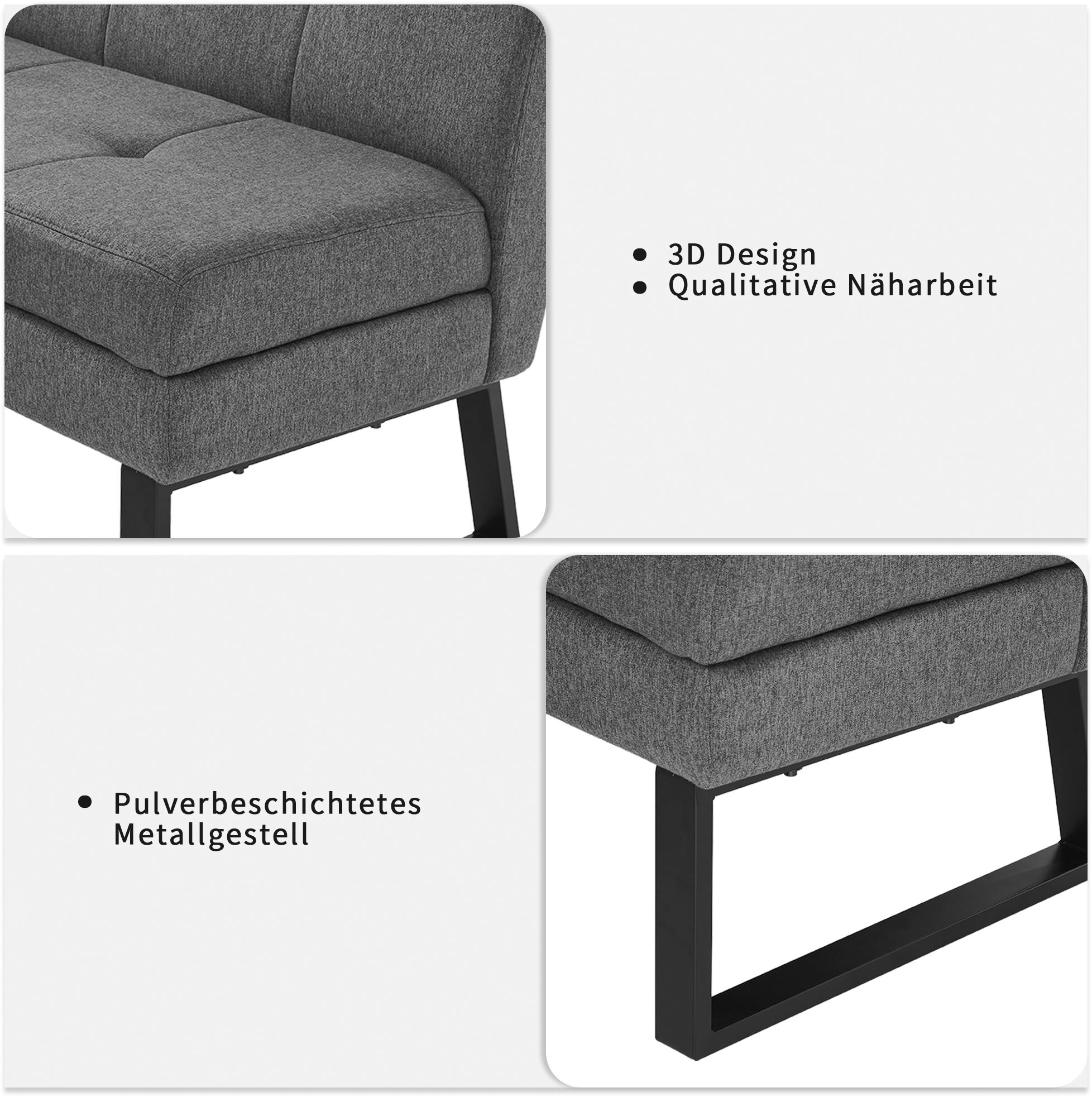 Home affaire Banc d'angle »Geranie, Sitzbank, Essbank, pflegeleichter Strukturstoff« Eckbank inkl. Stauraum, Pulverbeschichtetes Metallgestell