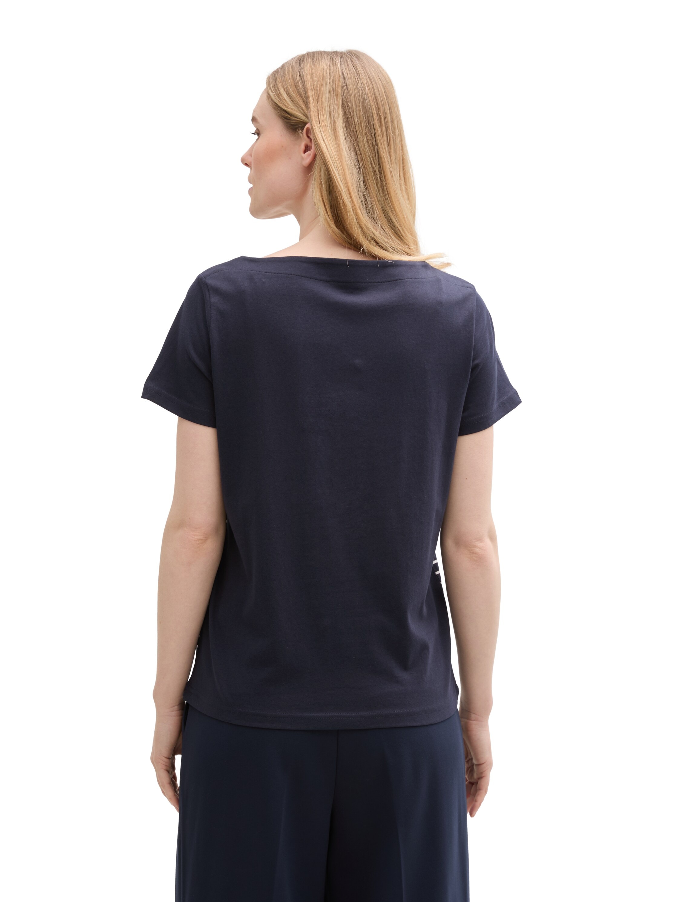 TOM TAILOR T-Shirt mit Print und Streifen Muster