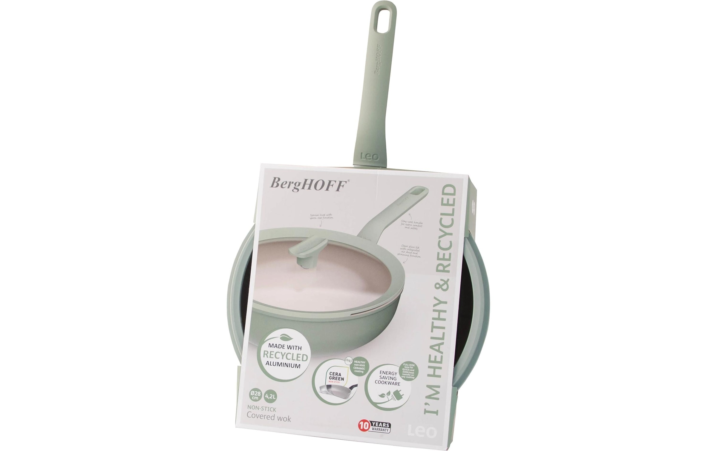 BergHOFF Wok »Leo Balance Sage 28 cm mit Deckel«