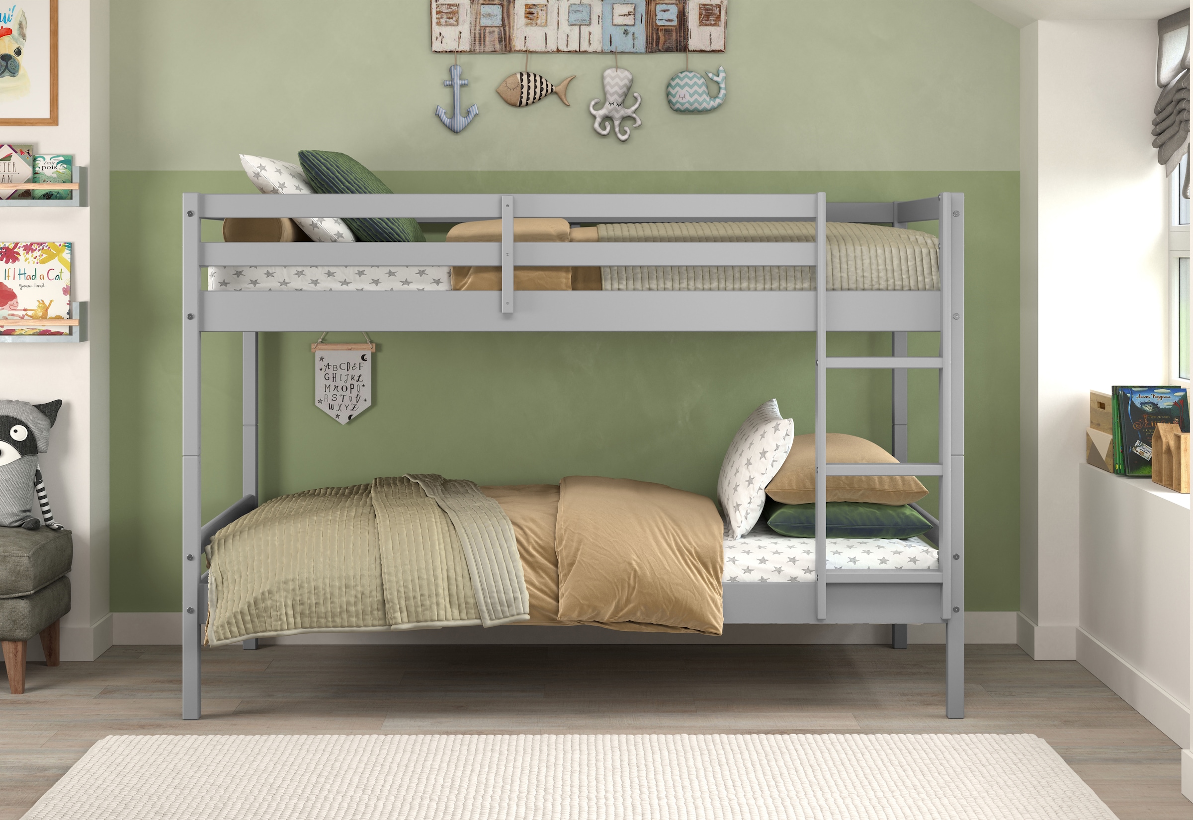 Lüttenhütt Etagenbett »Mora Bett Kinderbett Leiterbett Stockbett Holzbett Bestseller« 1 Stk. tlg. Teilbares Etagenbett aus Massivholz - (B/T/H): 100/208/140 cm Hochbett