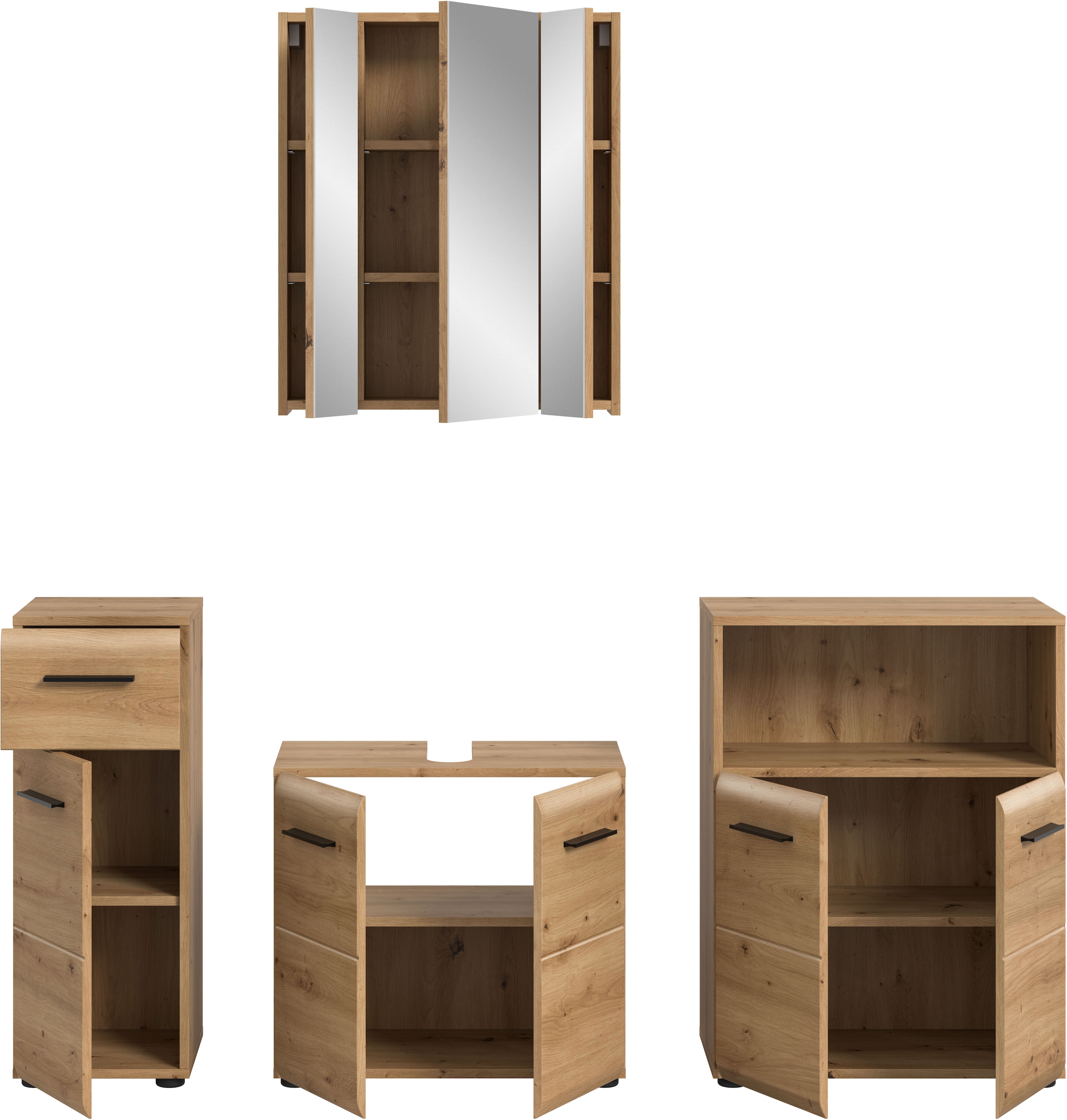 INOSIGN Ensemble de meubles de salle de bain »FLORENZ, TOPSELLER!, 4-teilige Badkombination, hochwertige MDF-Front« Set, Unterschrank, Waschbeckenunterschrank, Spiegelschrank, Midischrank, 4 cuis tlg.